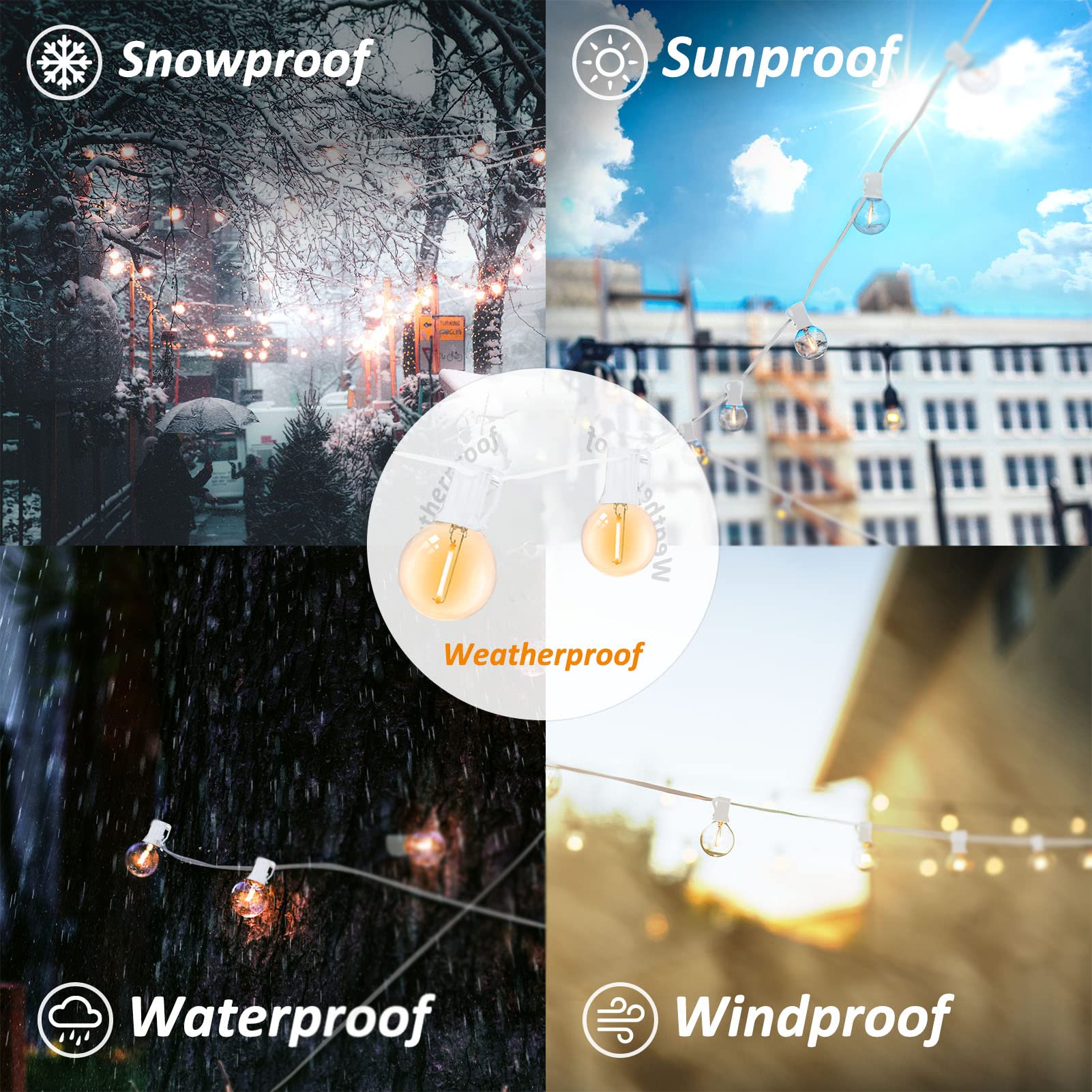 Meidaoduo White String Lights Outdoor 200Ft Led Globe G40 Patio Lights For Outside With 104 Shatterproof Bulbs Bistro Lights For