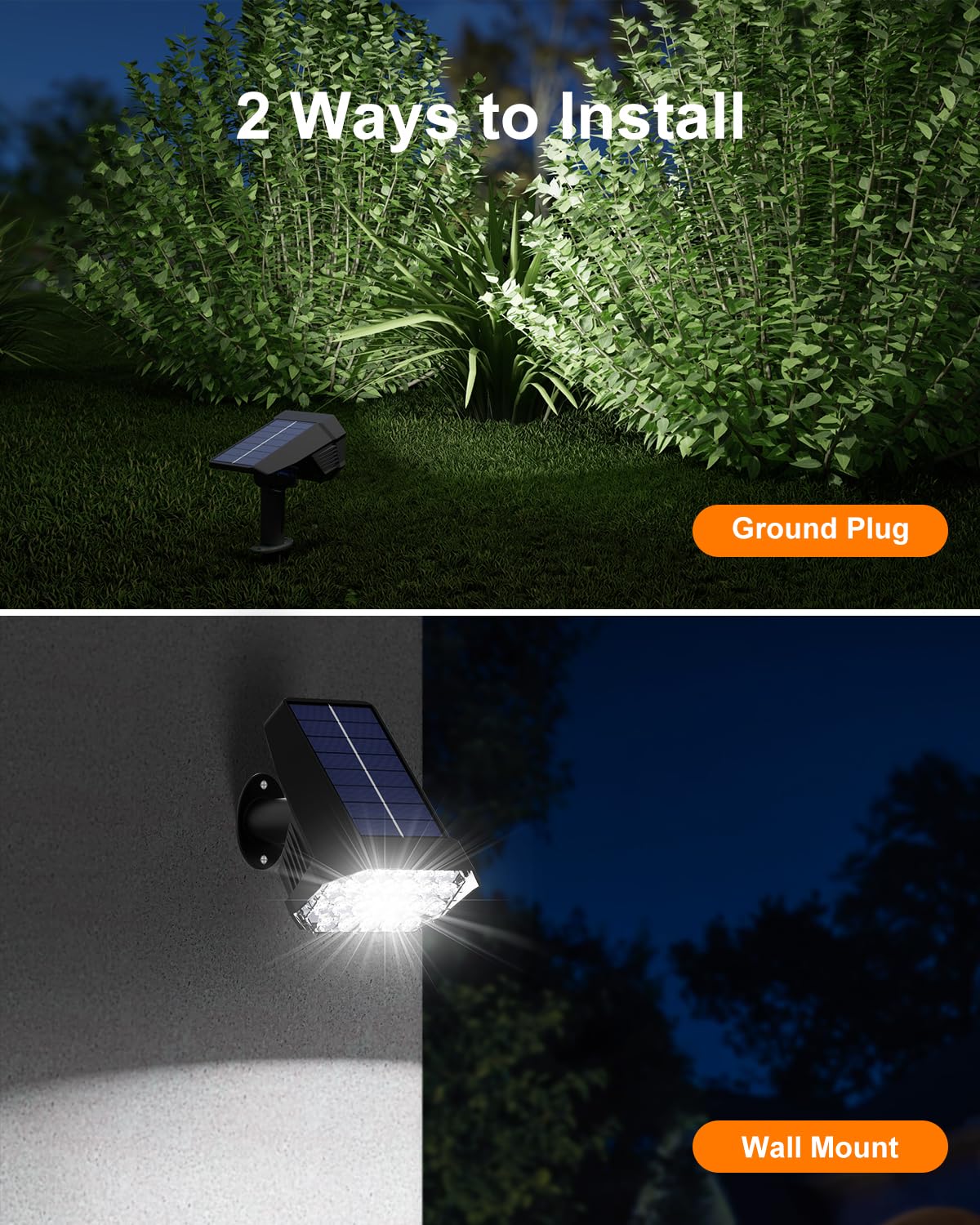 GVSHINE Solar Powered Outdoor Spot Lights, 6 Pack, Cool White, Waterproof, 24 LEDs, Model GV0528, Dusk to Dawn, for Garden and Patio