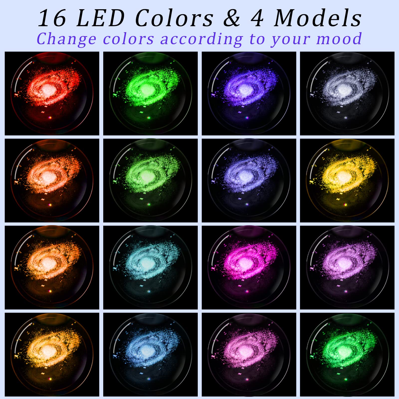Huntalg 3D Galaxy Crystal Ball Night Light With Remote Upgraded 3.15 Inch Galaxy Planets Glass Ball Lamps With 16 Color Led Wood