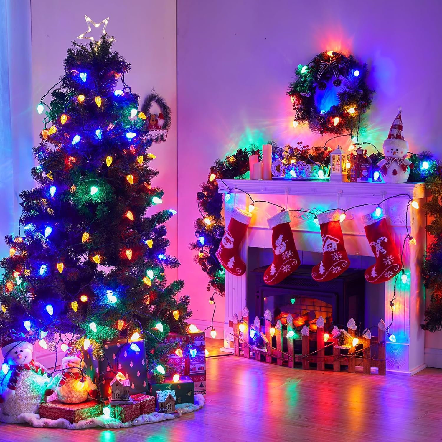 Minetom C9 LED Christmas Lights - 200 LED, 147 FT, Waterproof, 8 Modes, Multicolor