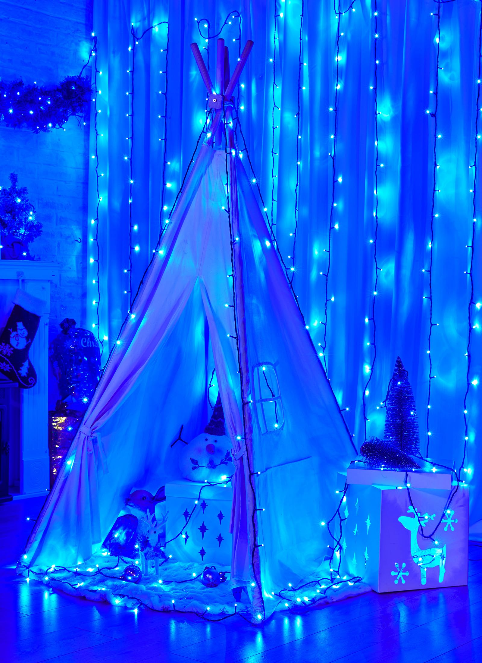 Minetom Christmas String Lights 200 LED Twinkle Fairy Lights 66 Ft Blue Green Wire Indoor Outdoor Holiday Decorations