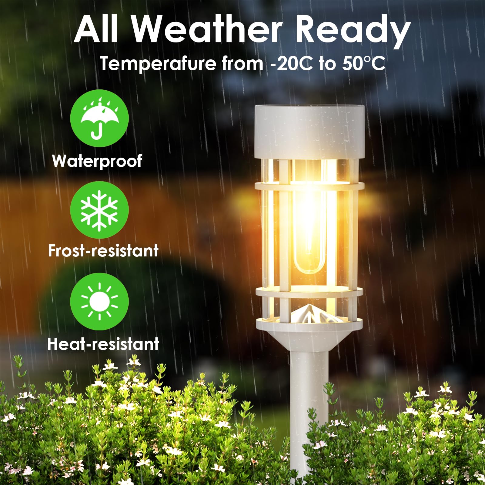 Mancra Solar Pathway Lights, 8 Pack LED Waterproof Garden Lights, Dusk to Dawn, White, Model WHPathLigh