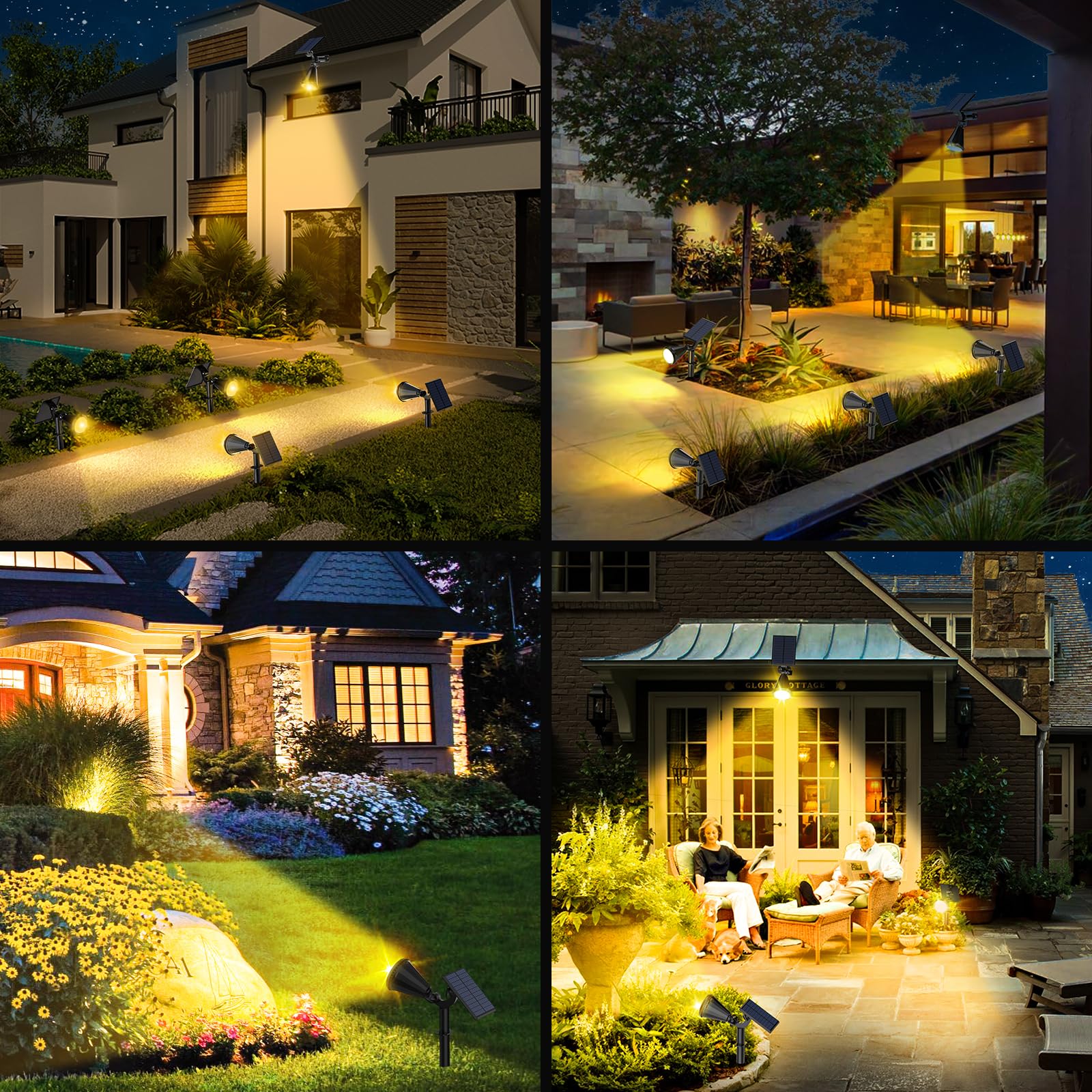 Katipeal Solar Spot Lights Outdoor, 4 Modes/2 Pack Solar Spotlights Waterproof, 180 Adjustable Powered Landscape Lights, Outdoor