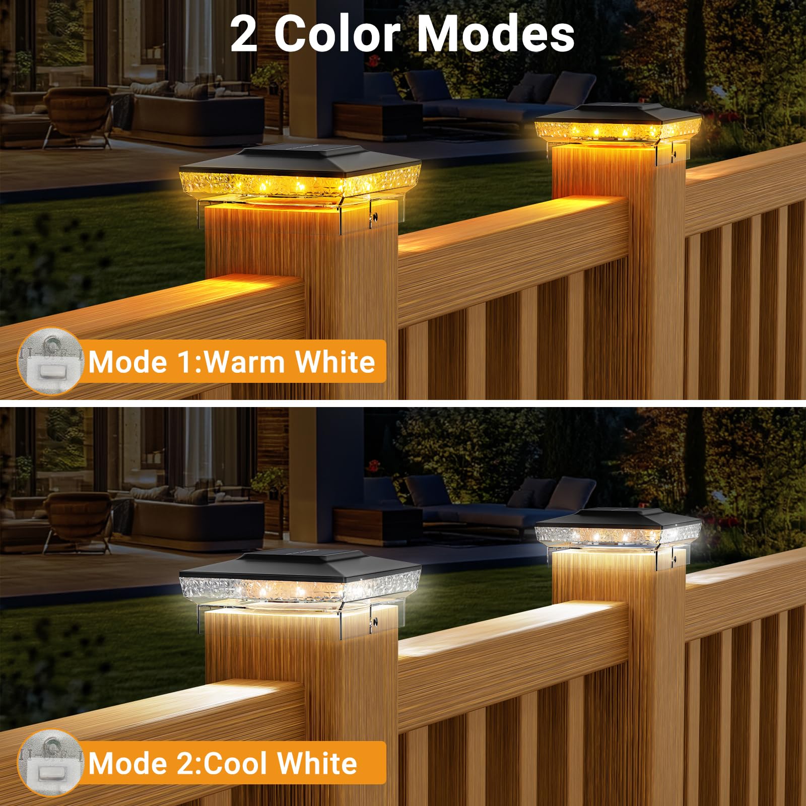 btfarm 4x4 Solar Post Cap Lights, 16 LED, Waterproof, 6 Pack, Black, Model FL19