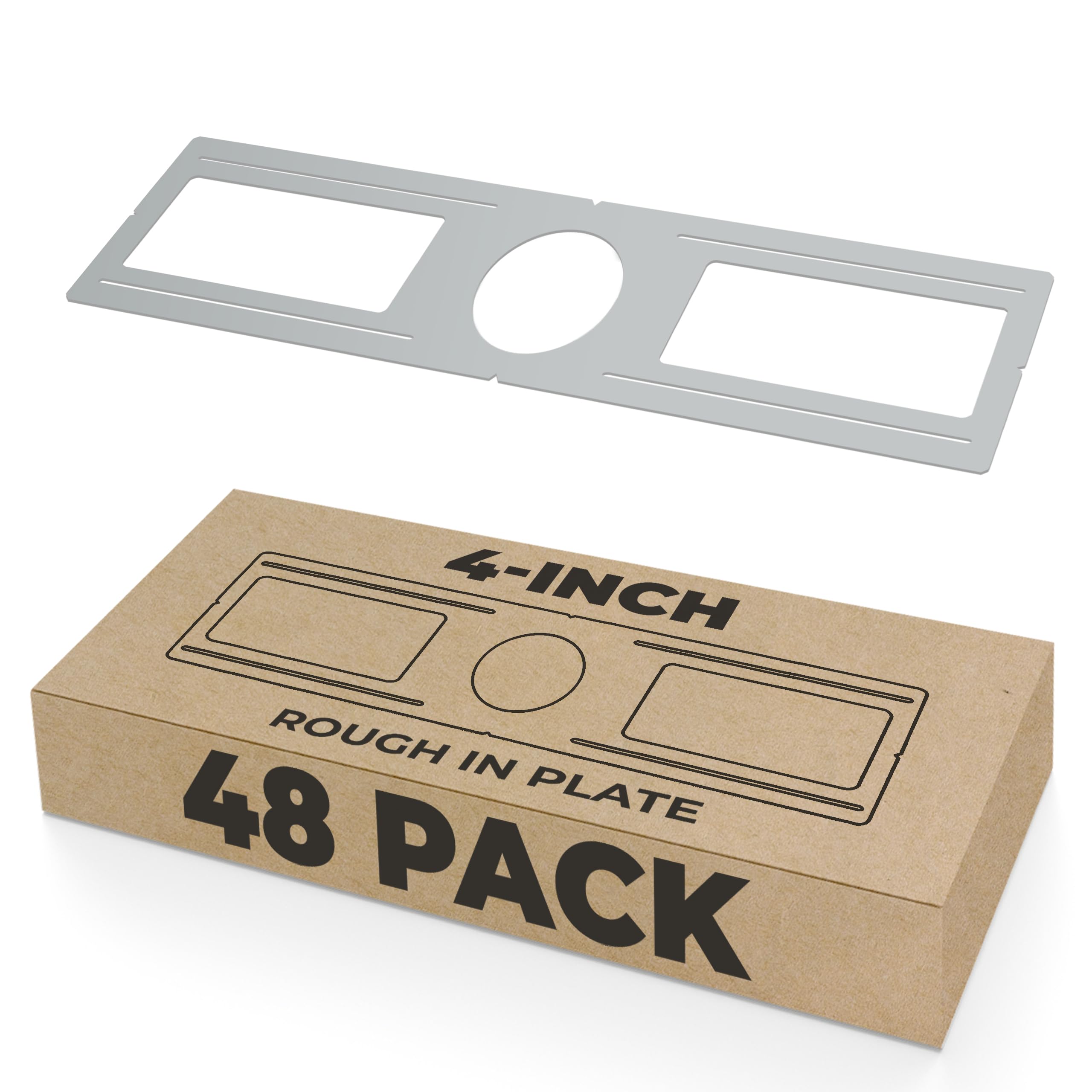 Ohlectric 48 Pack – New Construction Mounting Plate For 4 Inch Led Downlight – Slim Steel Rough In Plate/Bracket – Made Of Galvanized Steel Recessed Led Light Plate -Slim Light Kit Bracket