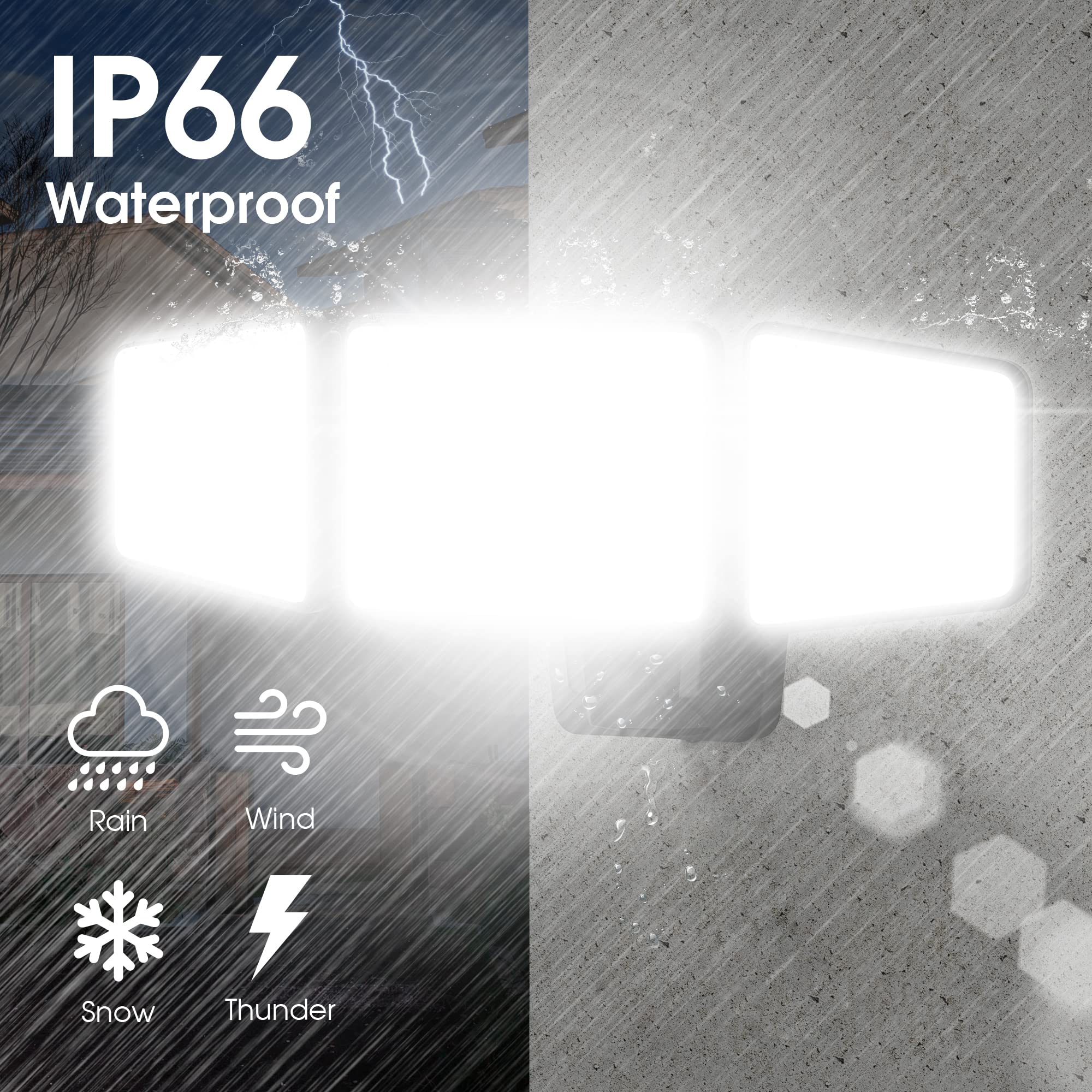 Kelinvmi 120W Led Flood Light - 12000Lm Waterproof Security Light, Warm White 4500K, Black