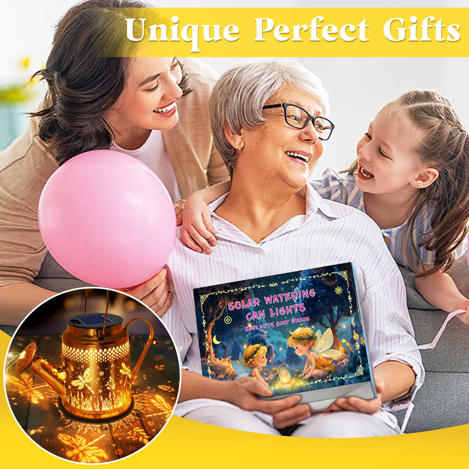 Solar Powered Dragonfly Watering Can Lights Waterproof Outdoor Garden Decor With Shepherd Hook, Hanging Patio Lights For Yard, P