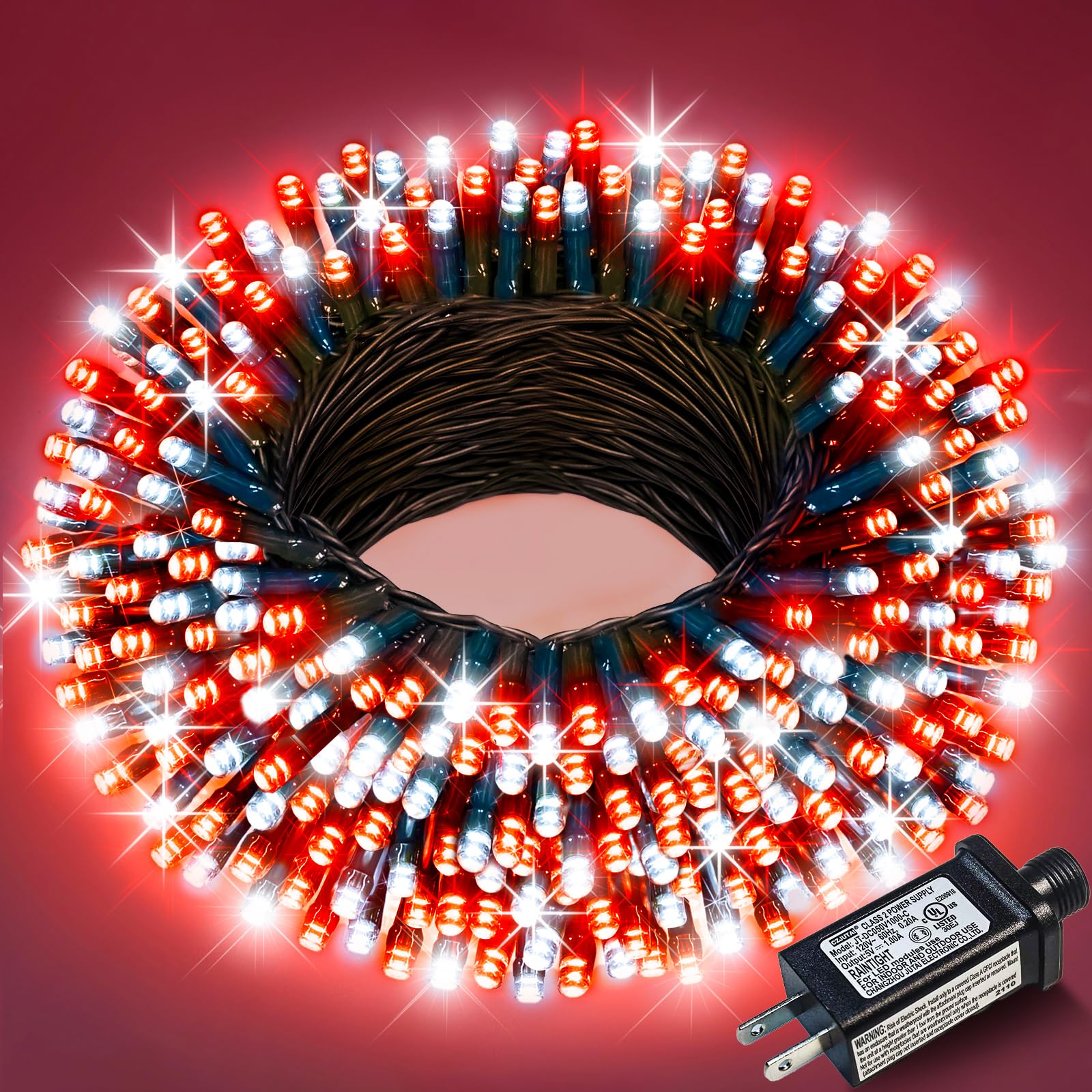 Christmas Lights Outdoor, 66FT 200 LED Christmas Tree Lights with 8 Modes Waterproof, Plug in Connectable Green Wire String Ligh