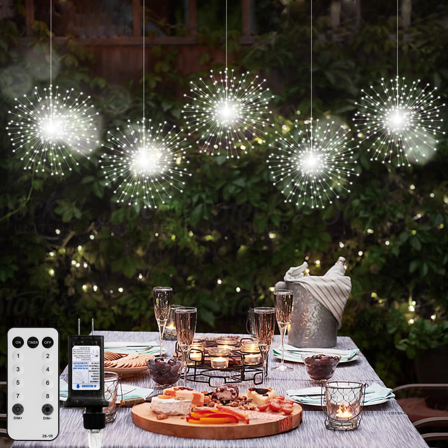 DoonDar 1000 LED Firework Lights, Waterproof Twinkle Light, 8 Modes, Indoor/Outdoor Decor, Cool White, Model YMD-TSYHDCW002