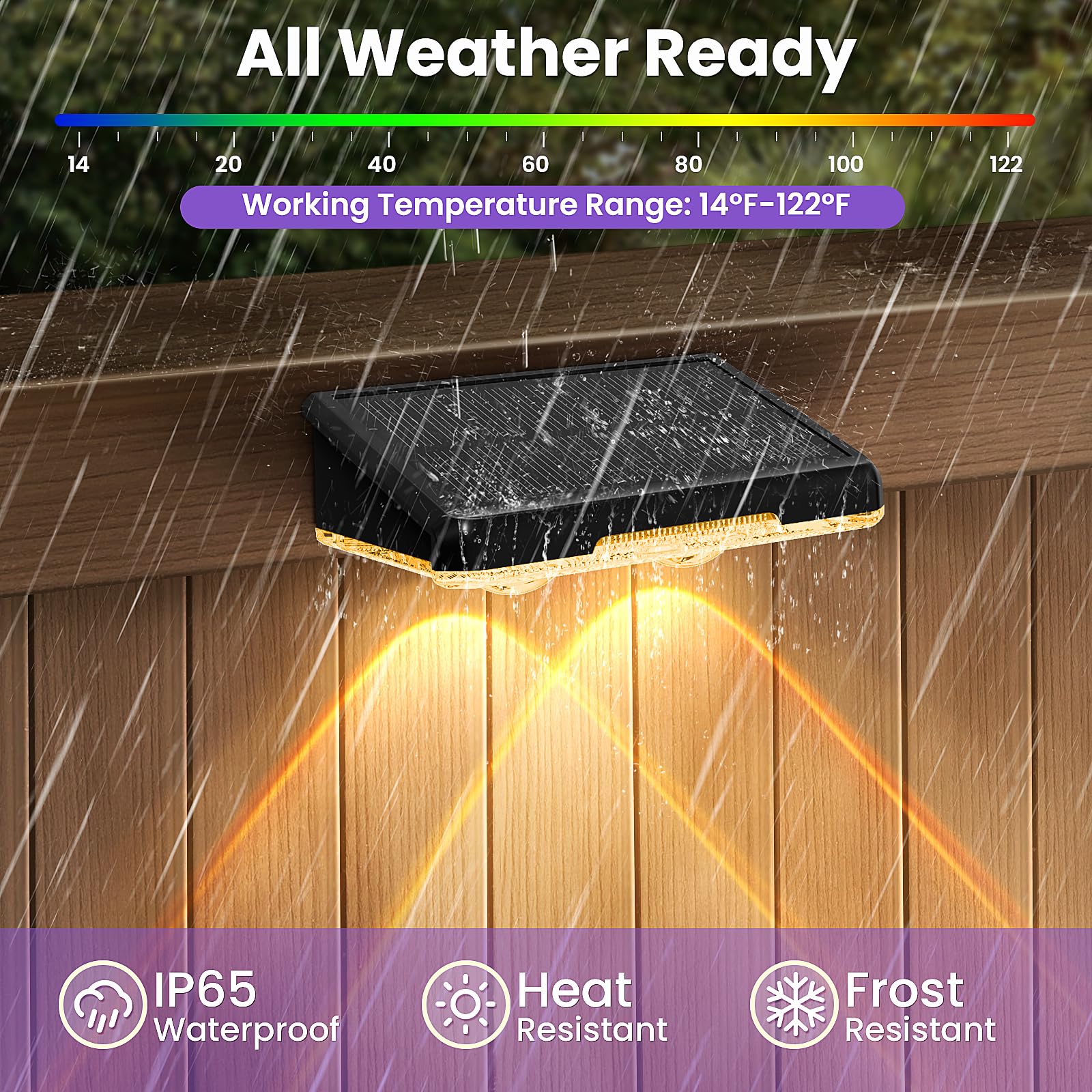 Apilab Solar Fence Lights Outdoor 8 Pack - 8 Modes (Rgb Cycle/Fixed)  Fence Lights Solar Powered For Outside  Ip65 Waterproof  Deck Lighting For Wall  Step  Patio  Pathway  Stairs