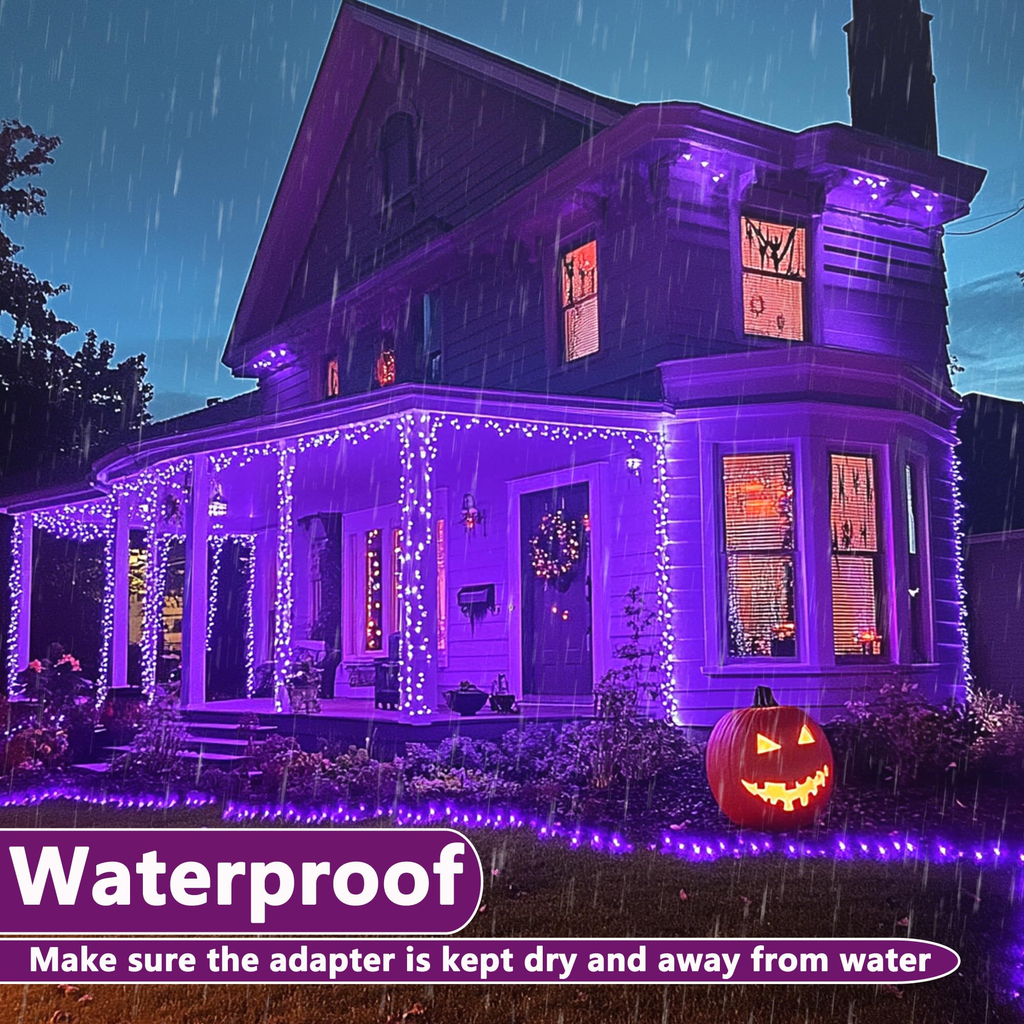 Joomer Purple Halloween Lights  100Ft 300 Led String Lights With 8 Modes Timer Waterproof Plug In Indoor Outdoor String Light For Halloween Decorations