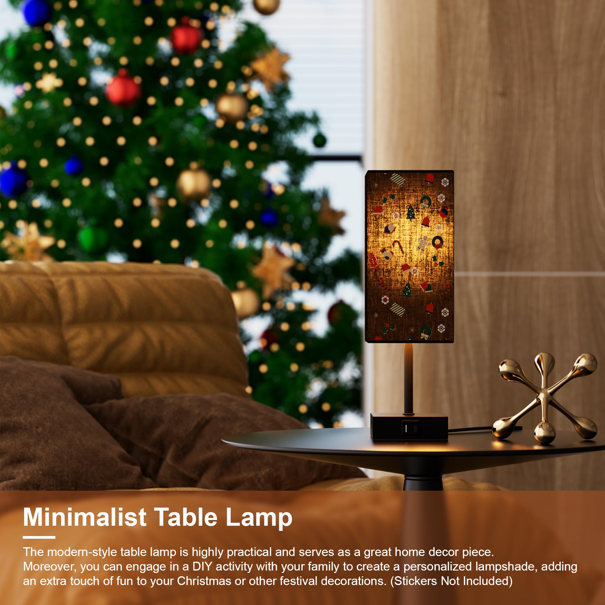 Sailstar Touch Bedside Lamps Set of 2 with USB C+A Ports, 3-Way Dimmable, LED Bulbs Included, Black, Compact Design