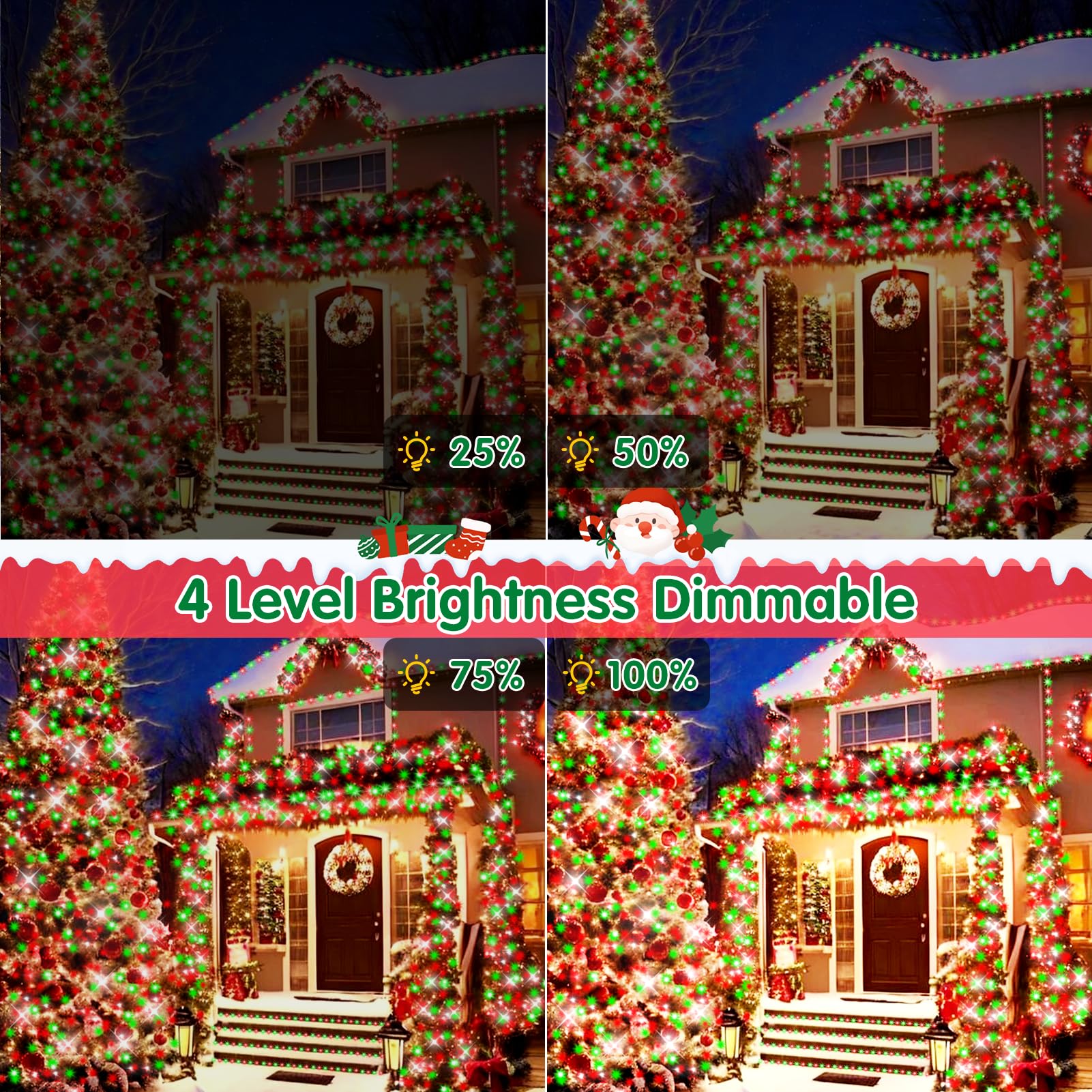 Xurisen 403Ft 1000 Led Christmas Lights Outdoor Green Wire String Lights 8 Modes With Timer Memory Waterproof Fairy Light Plug I