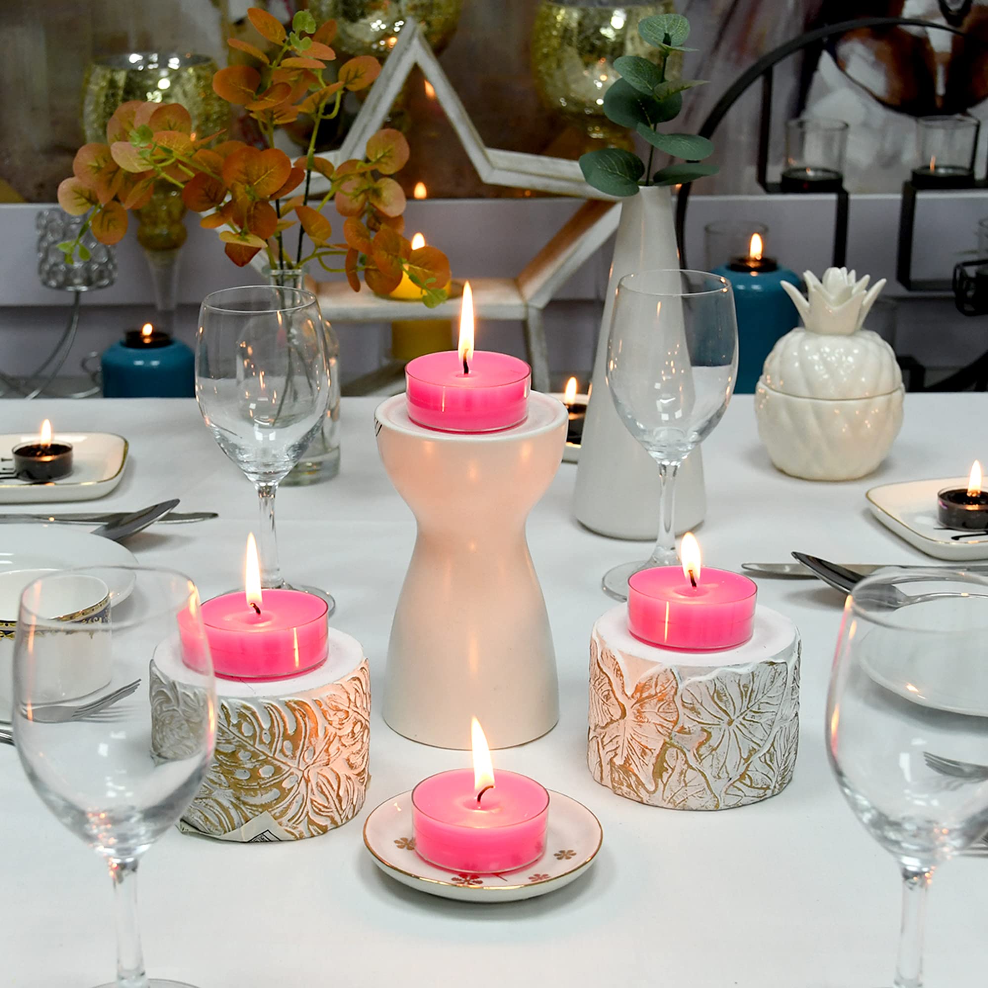 Zest Candle 12-Piece Tealight Candles, Mega Oversized Hot Pink S