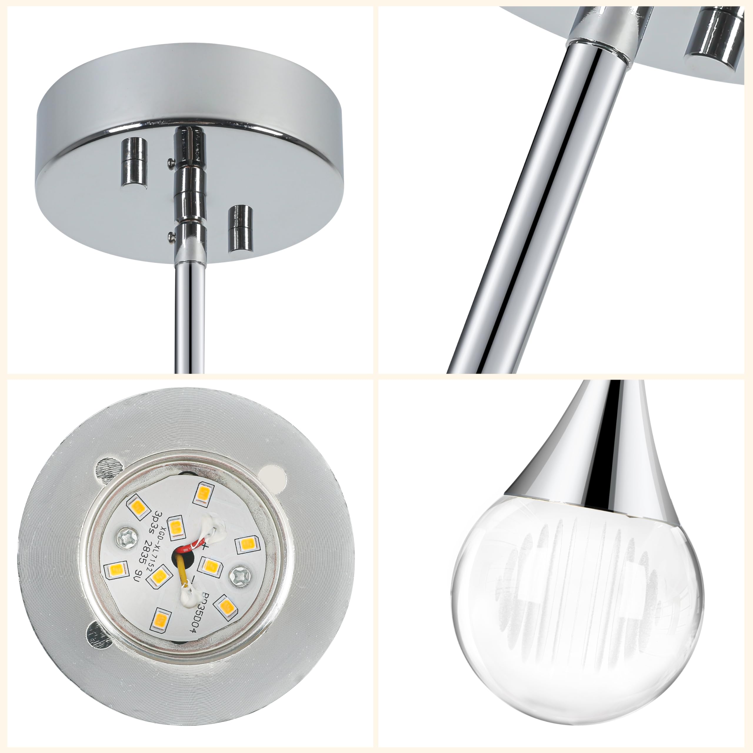 1-Pendant Lights Kitchen Island  Silver Crystal Globe Ceiling Hanging Light Fxitures  Led Light Fixtures Metal Rod Ceiling Glass Pendant Lighting For Kitchen Island Dining Room Bar