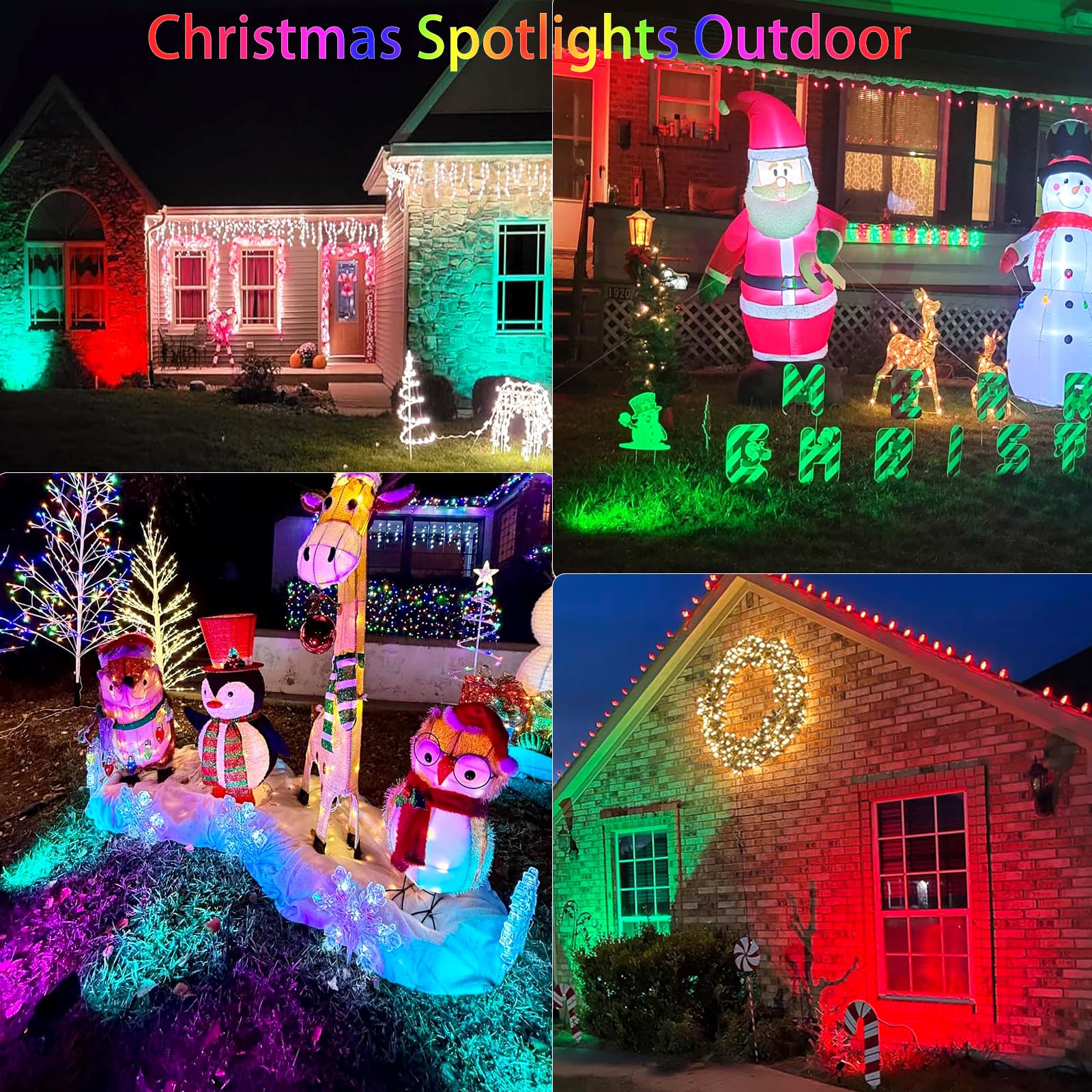 Rgbw Christmas Spotlight Outdoor: 16 Color Changing Landscape Lighting With Remotes 120V Plug In Waterproof Holiday Led Spot Light For Yard Garden Tree Path House D?Cor  2 Pack (Rgb + Warm Light)
