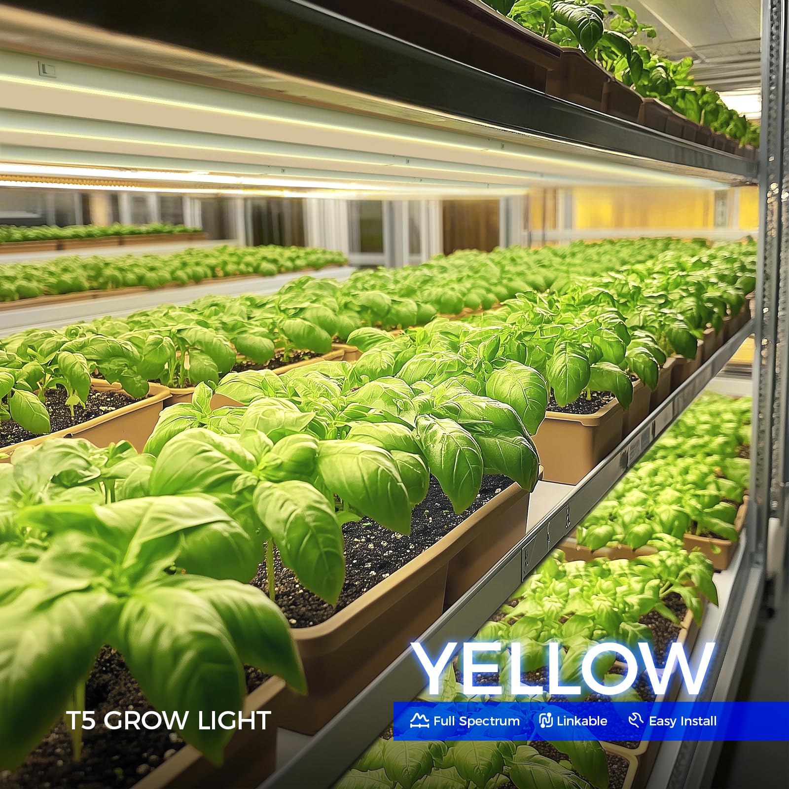 Barrina T5 Grow Lights, Full Spectrum LED, 128W, 3FT, Yellow, 8-Pack, Aluminum, Model MI16(Y)