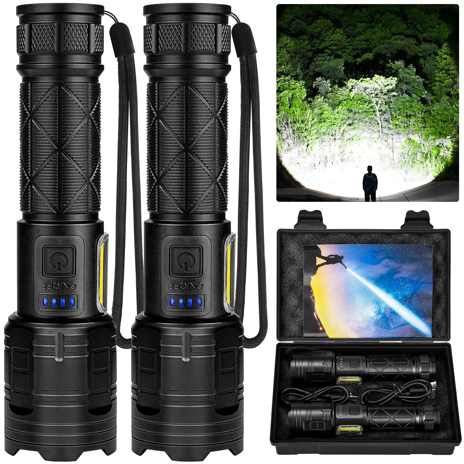 taoquwe Rechargeable LED Flashlights High Lumens, 990000 Lumen Super Bright Flashlight with 7 Modes & Waterproof, Powerful USB R
