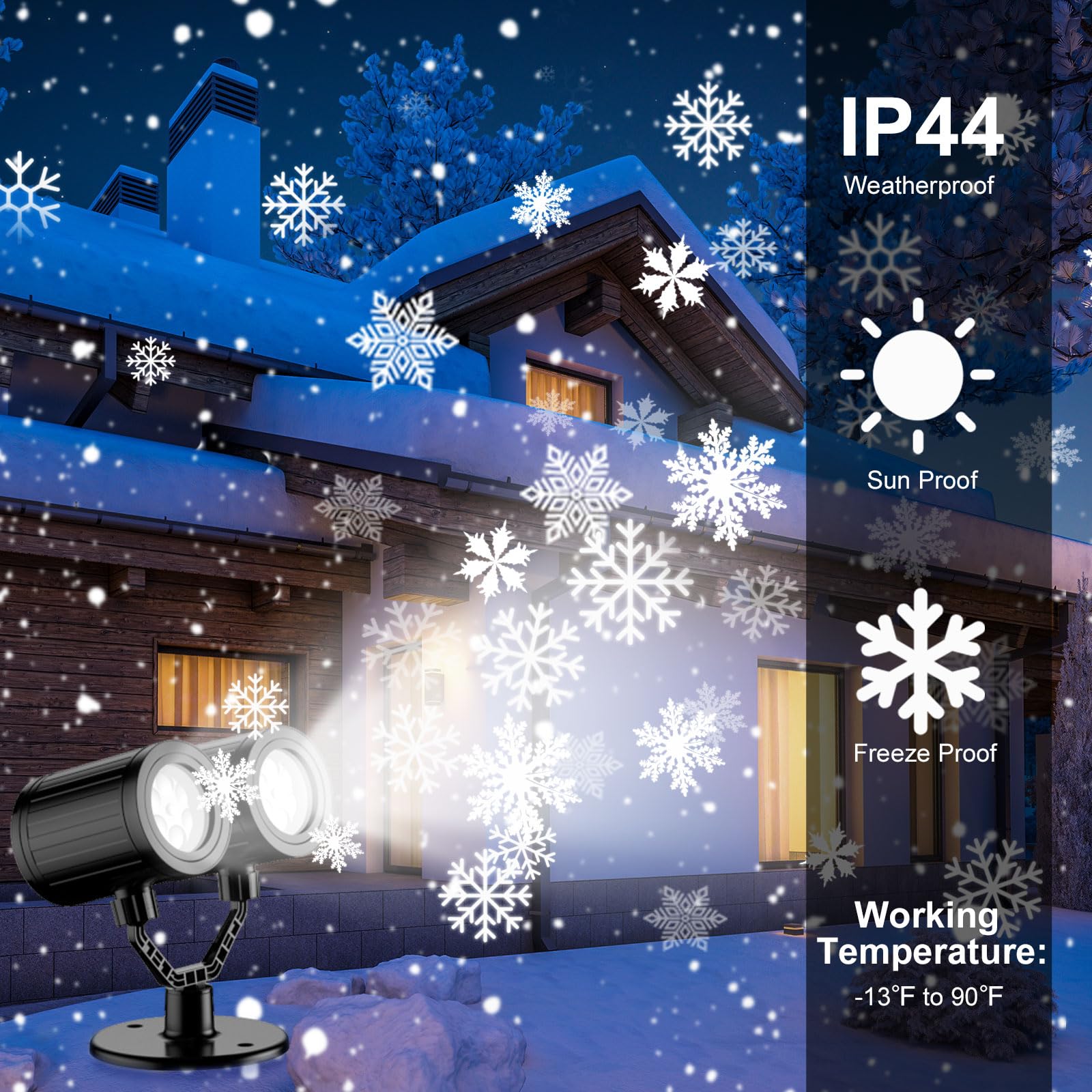 Snowflake Christmas Projector Lights Outdoor 2025 Upgraded Double Head Snowflake Lights Waterproof Led Snowfall Projector For Ho