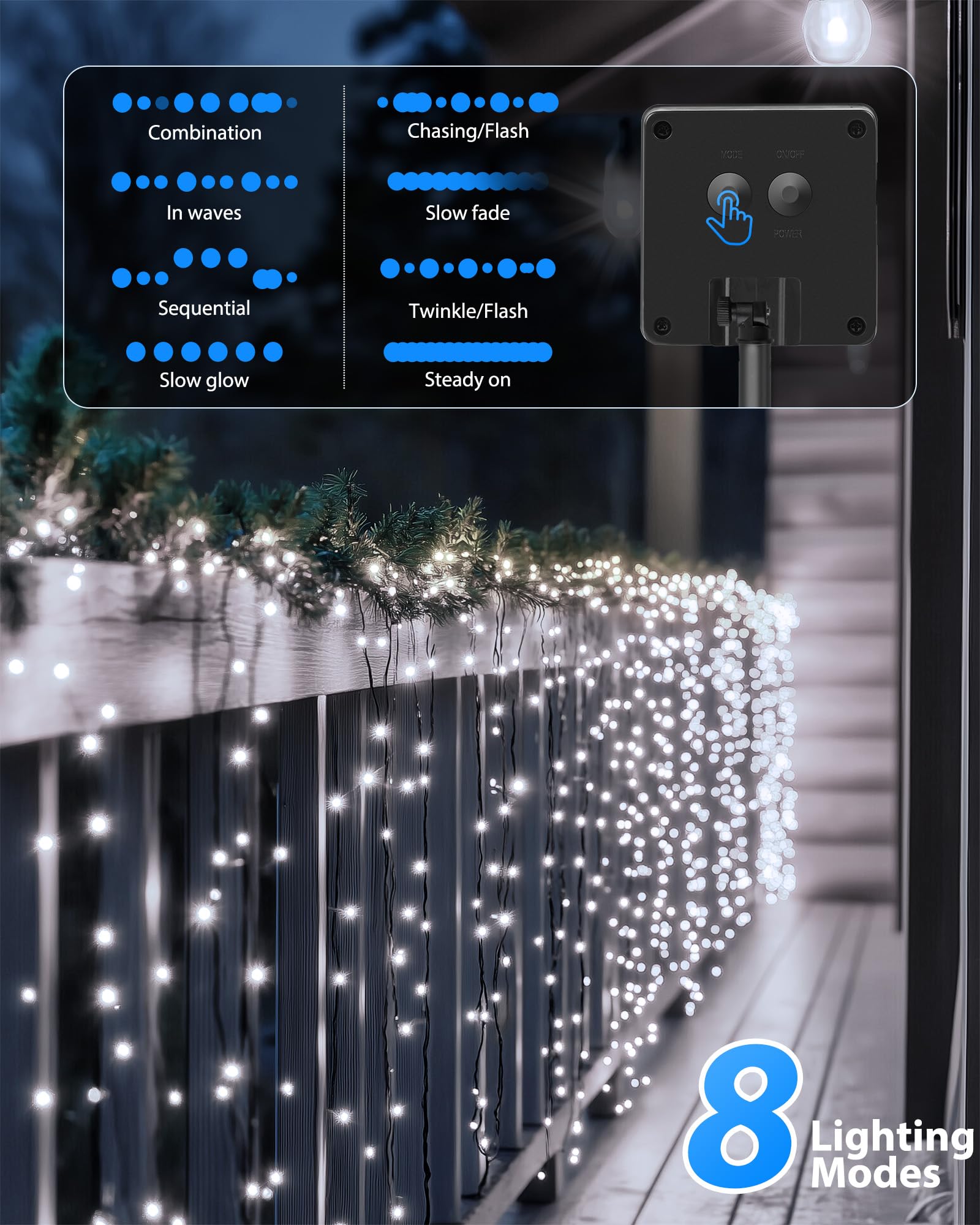 Brightown 2 Pack Solar String Lights For Outside, Each 46Ft 120 Led Solar String Lights Outdoor With 8 Modes, Ip65 Waterproof So