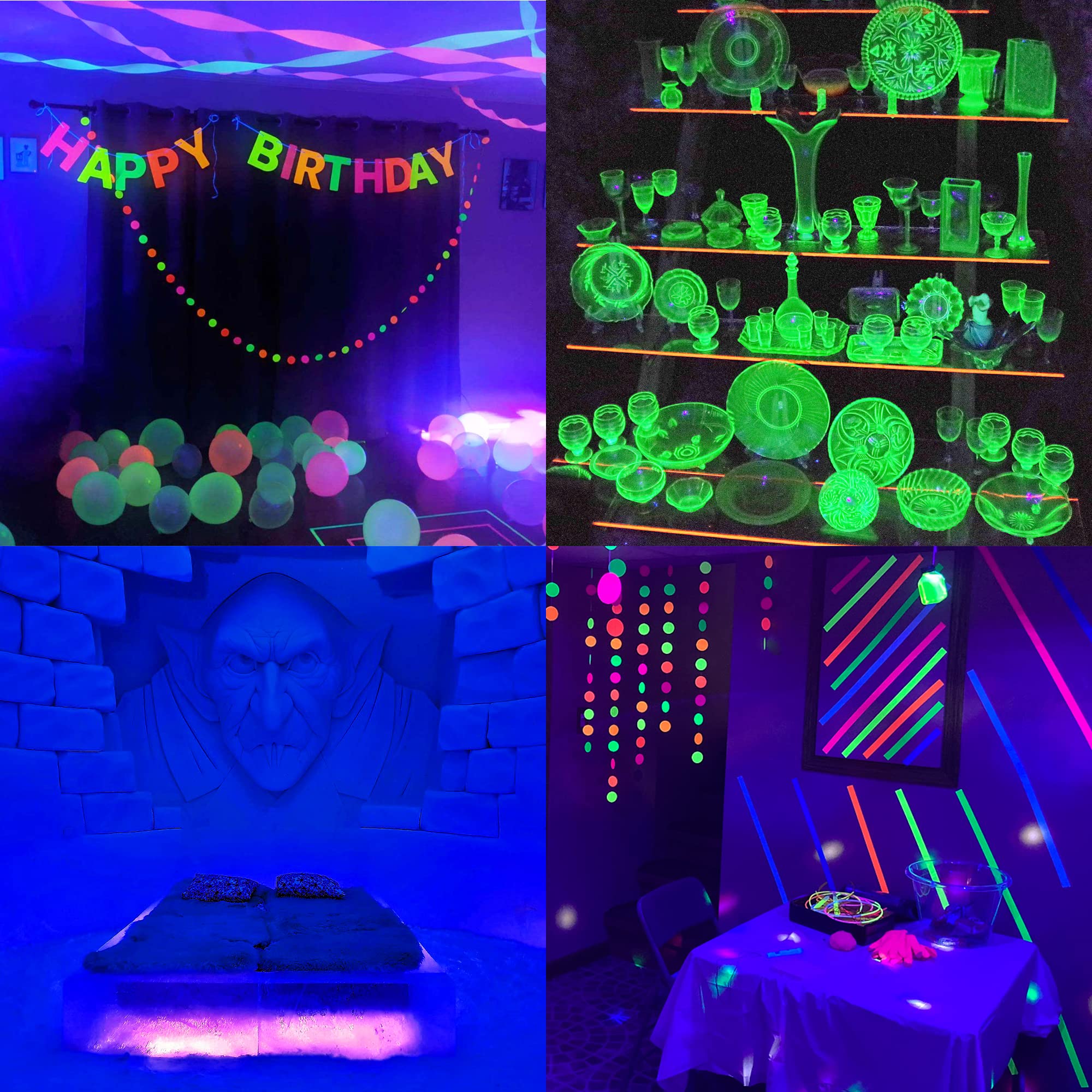 GREENIC 25W LED Black Light Bar, 1.3ft UV Glow Light with 5ft Cord, Perfect for Halloween, Birthday Decor, Body Paint, and Posters - Purple