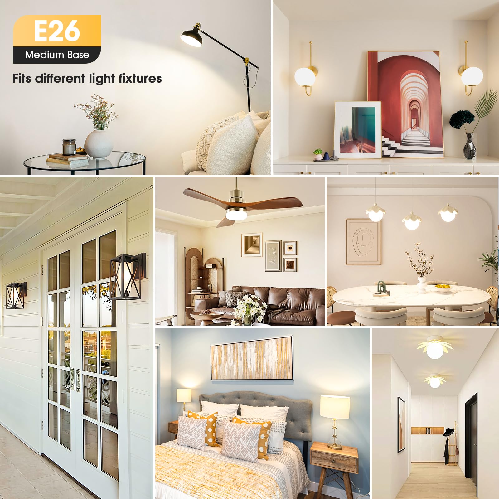 Maylaywood A19 Led Light Bulb, 60 Watt Equivalent, Soft White 3000K, 850Lm, E26 Base, Non-Dimmable, 9W Bright White, 24-Pack