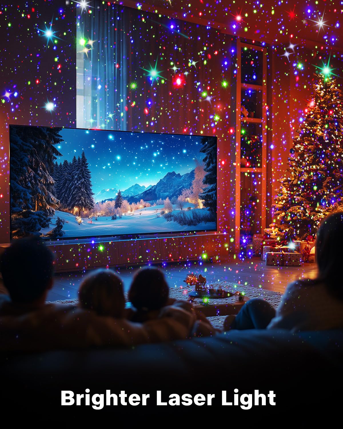 Brighter Laser Christmas Lights Projector Outdoor, Rgb 3 Colors Gypsophila Moving Twinkles Stars Light Show, Holiday Projector D