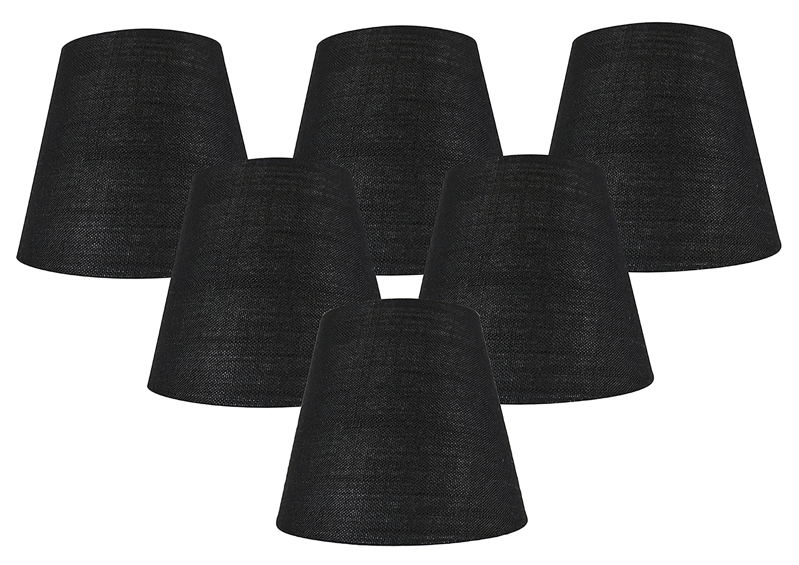 MERIVILLE Set of 6 Black Linen Clip On Chandelier Lamp Shades 4inx6inx5in
