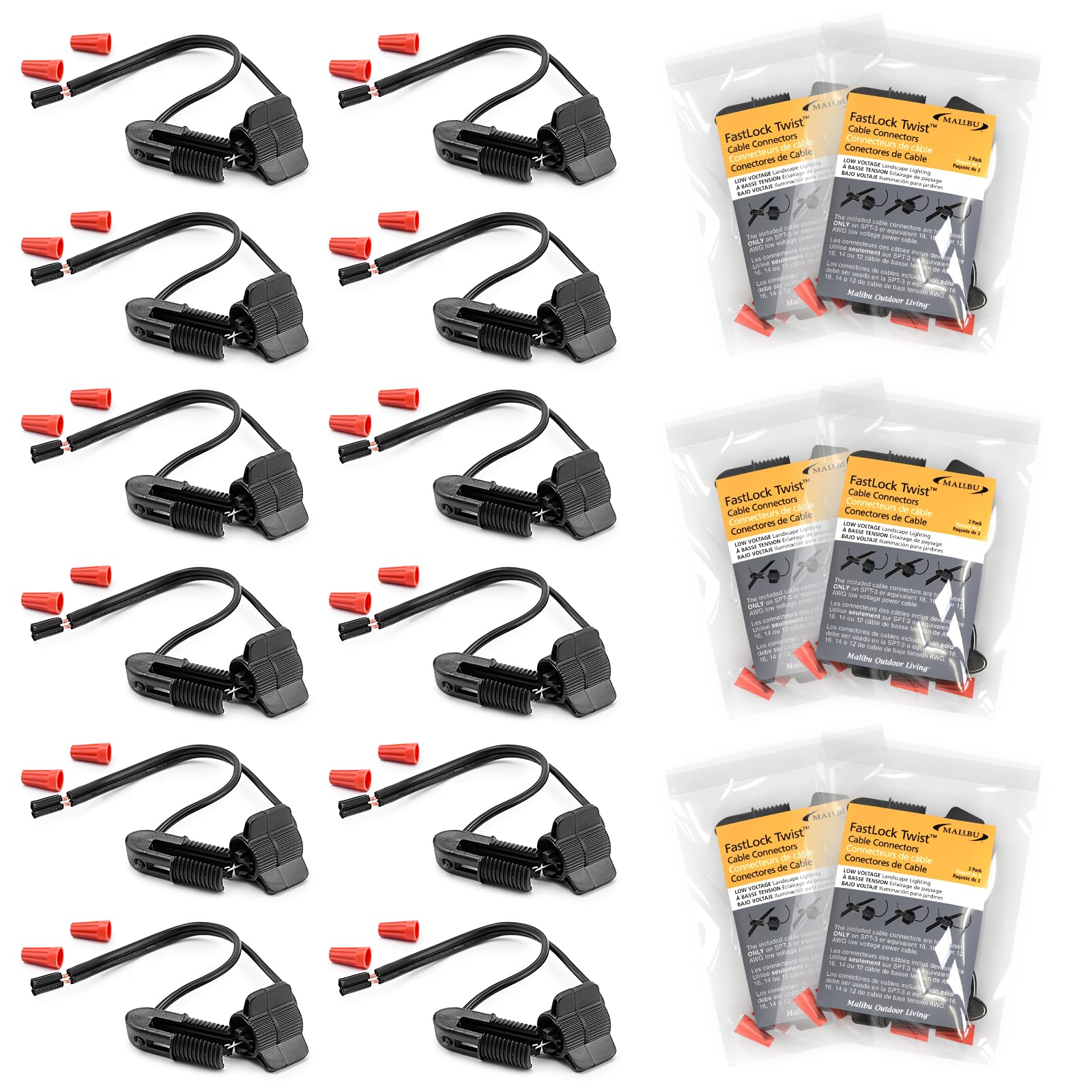 Low Voltage Cable Connector (12 PCS) Fast Lock Twist 12-18 Gauge Wire Connectors for Outdoor Landscape Lighting Spotlights Flood
