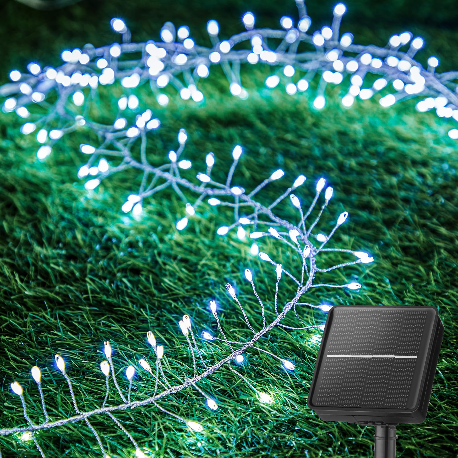 Brightown Solar Lights for Outside, 19.6Ft 240 LED Solar String Lights Outdoor Waterproof, 8 Modes Firecracker Balcony Lights fo