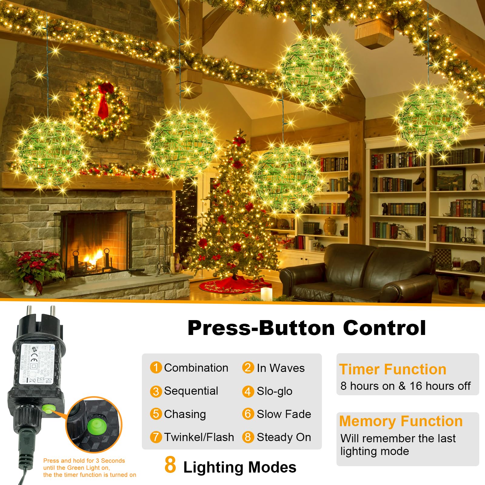 Baung Christmas String Lights - 4 Pack 7.98" Warm White Sphere Ball Garden Lights, Copper, Model BG-CL02M138L