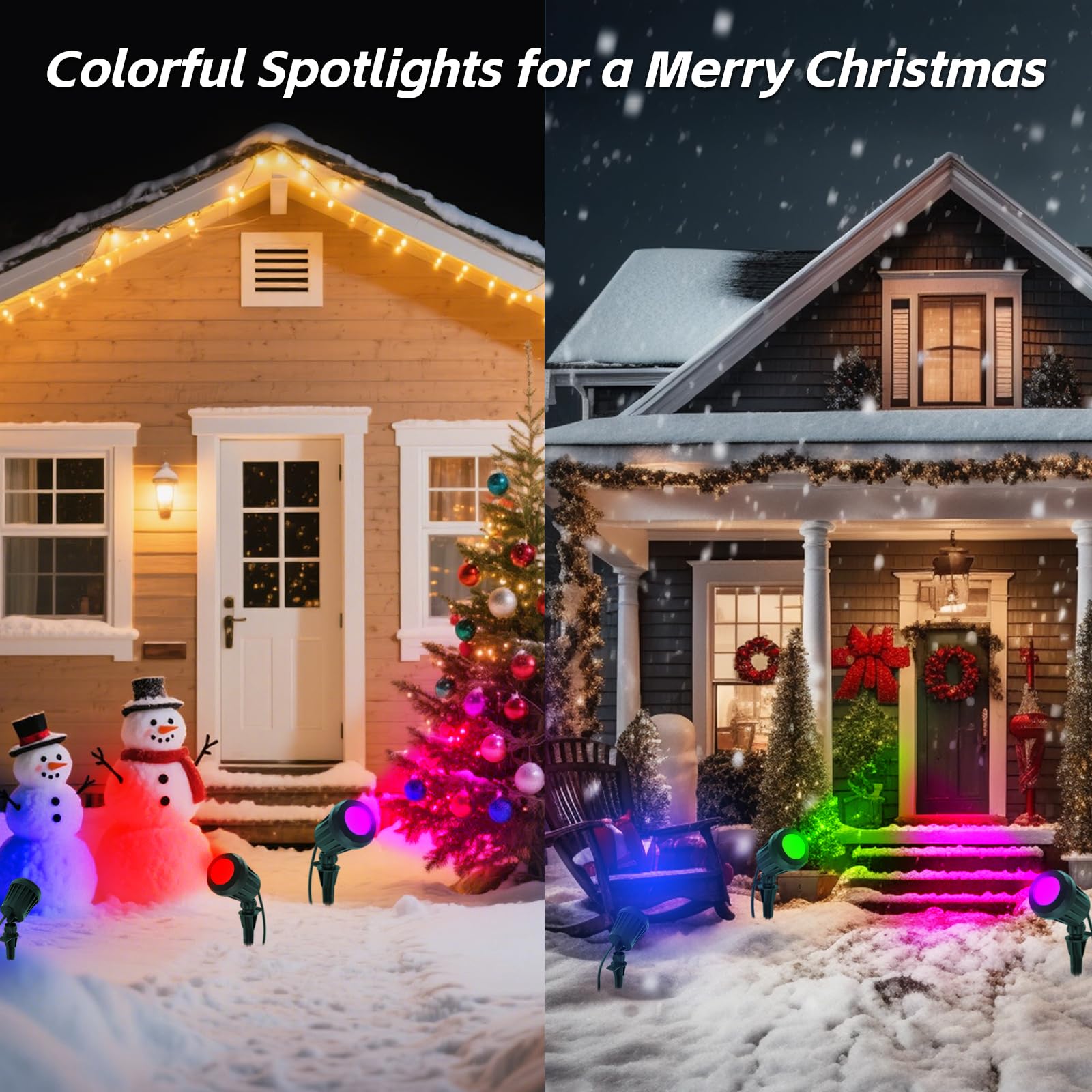 Holeva Halloween & Christmas Outdoor Spotlight  6500K Cool White Led Landscape Lighting With 4 Lenses (Rgb Purple)  Ip67 Waterproof  120V Plug-In For Yard  Garden Tree Holiday Decor(2 Pack  Green)