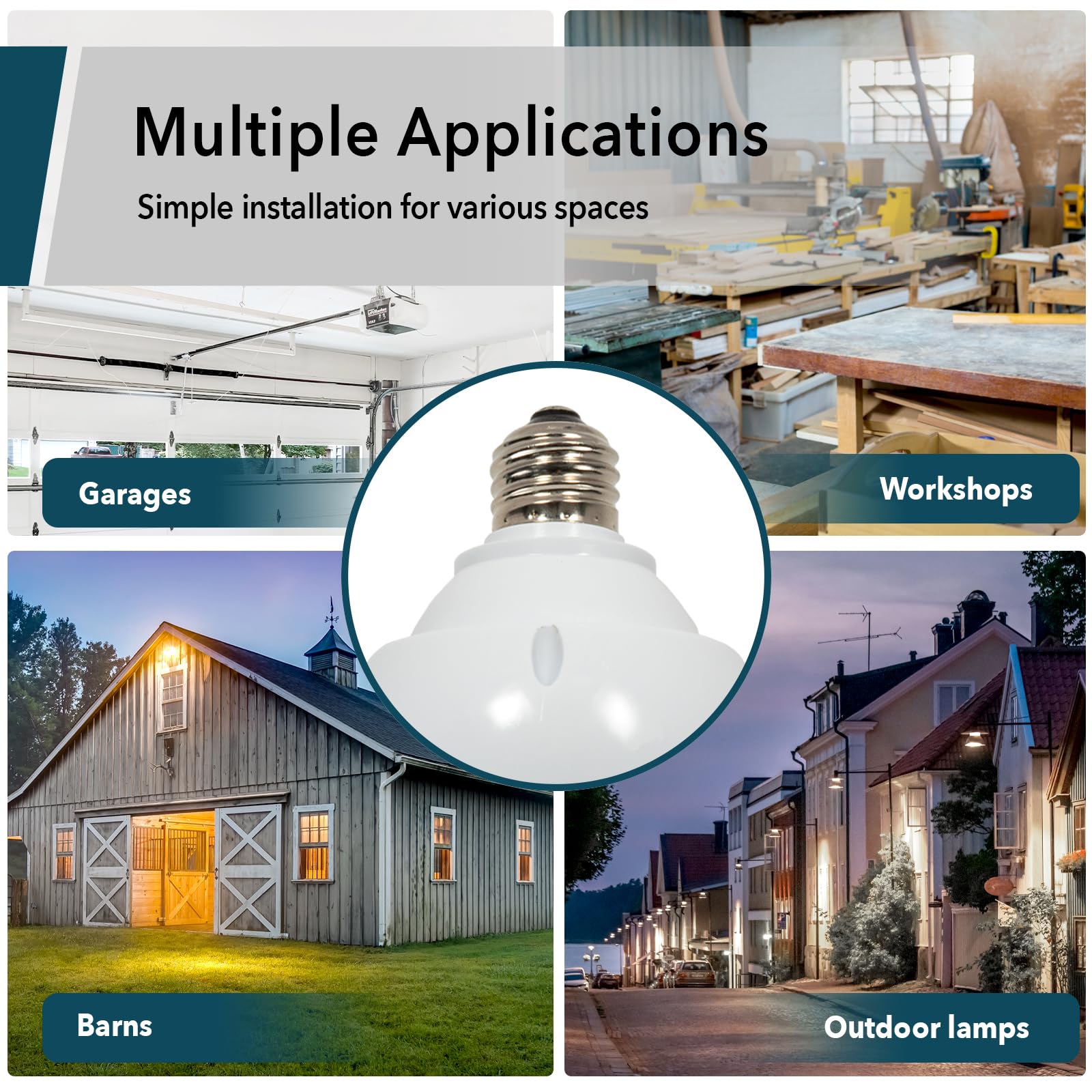 High-Lumen Led Bulbs, Energy Efficient, Easy To Install, Garage, Workshop, Basement (4,500 Lumen Led Bulb, 40W, High-Lumen Wet R