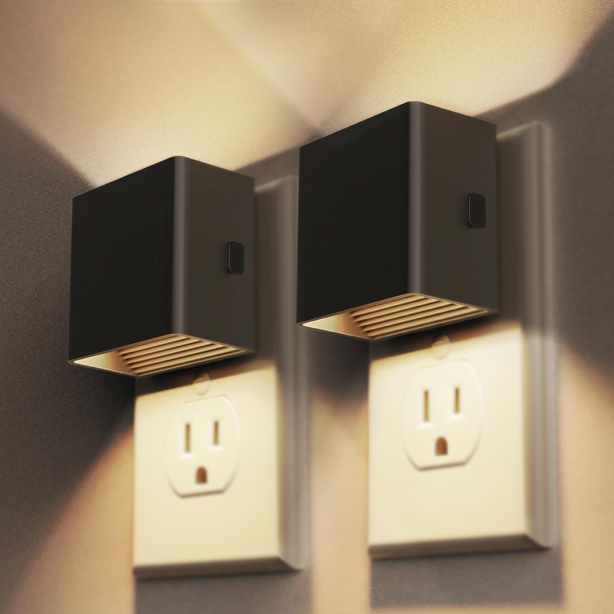DORESshop LED Night Lights Plug into Wall, 3 Level Brightness, Dusk to Dawn Sensor, 2 Packs, Warm White, Model D-GY10602USN-2