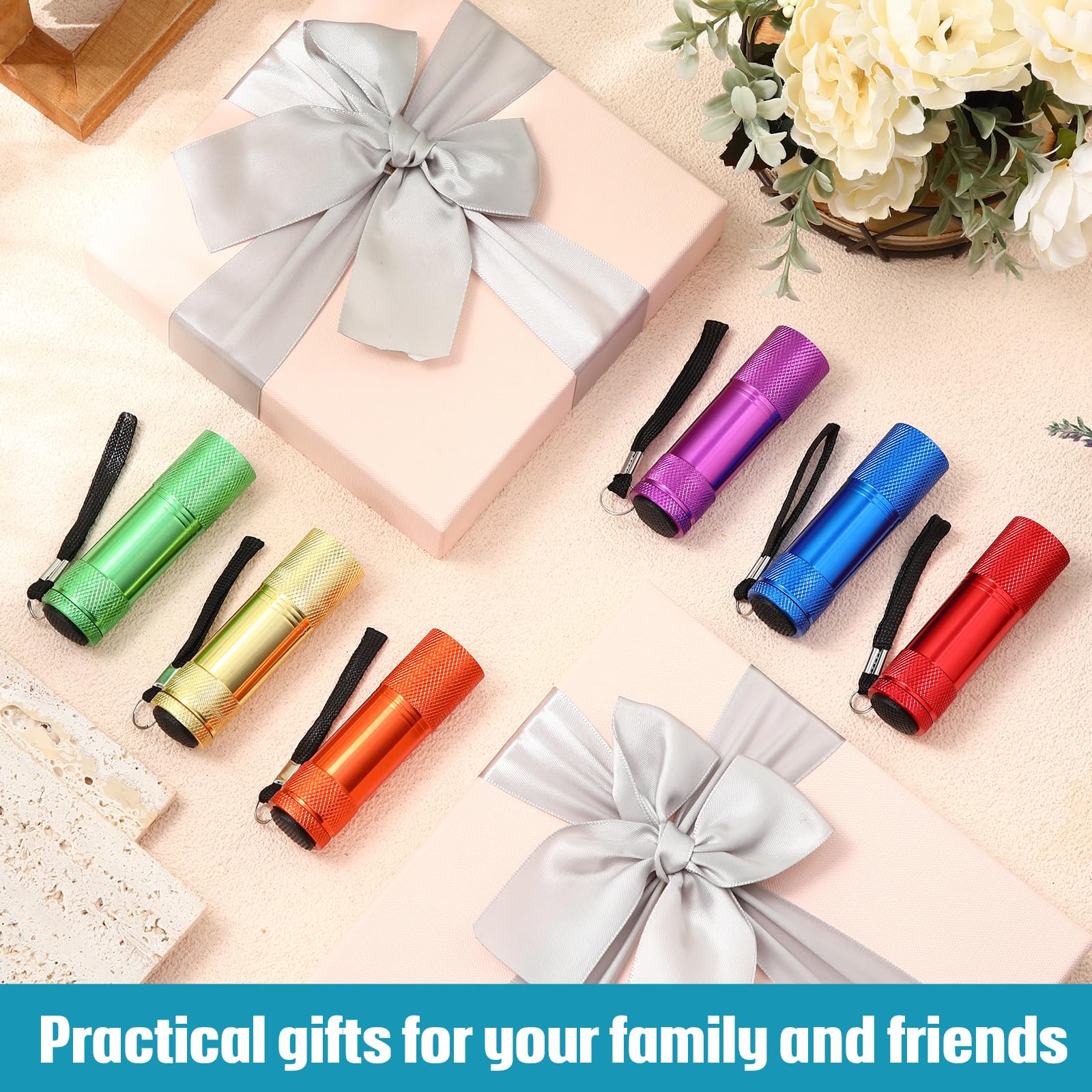 VIHOSE Mini Flashlights - 12 Pcs Bright Aluminum Handheld LED Lights with Lanyard, Fresh Colors for Kids, Camping, Emergency