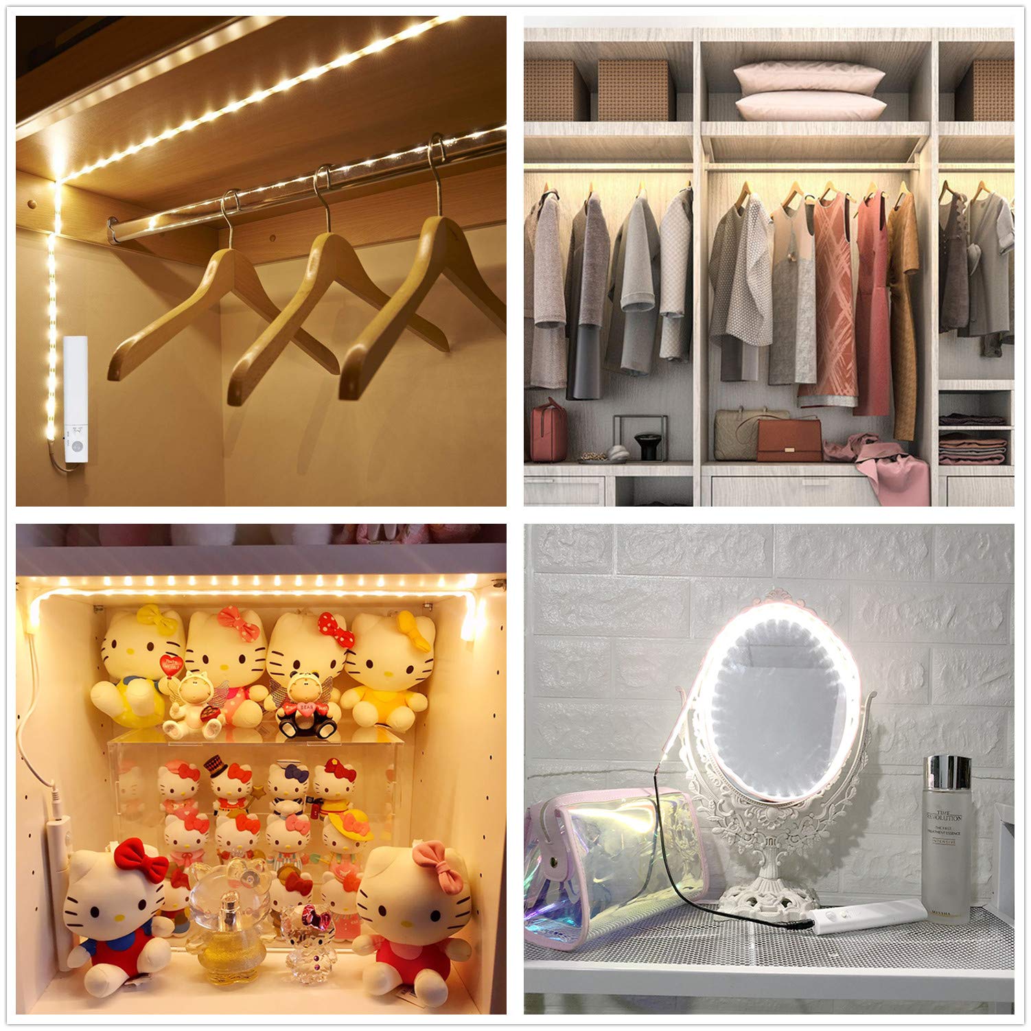CoolBag Battery Powered Motion Sensor LED Light Strips - 5M/16.4ft Cool White, Model DD-234, Smart Night Light for Room
