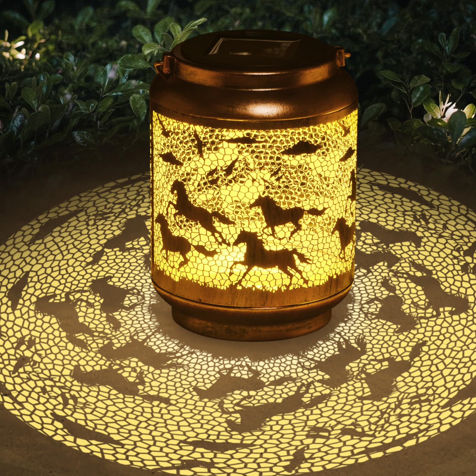 ShangTianFeng Decorative Solar Lanterns - Golden Plastic Garden Lights for Outdoor Porch Yard Decor