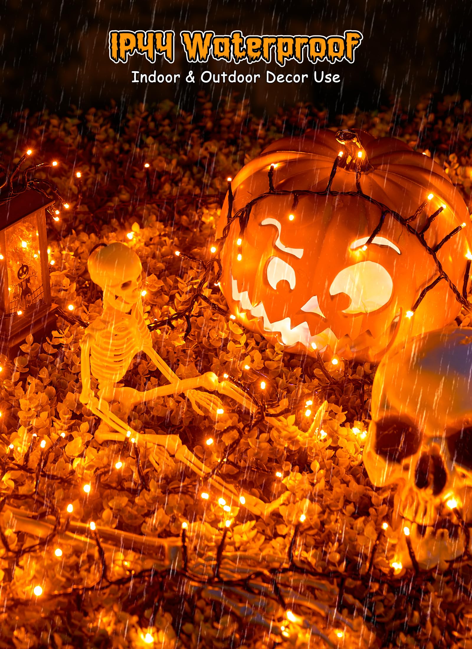 Brightown 10Ft 120 Led Halloween String Lights Battery Operated Outdoor  Orange Halloween Cluster Lights  8 Modes Timer Waterproof Twinkle Fairy String Lights For Indoor Halloween Decorations