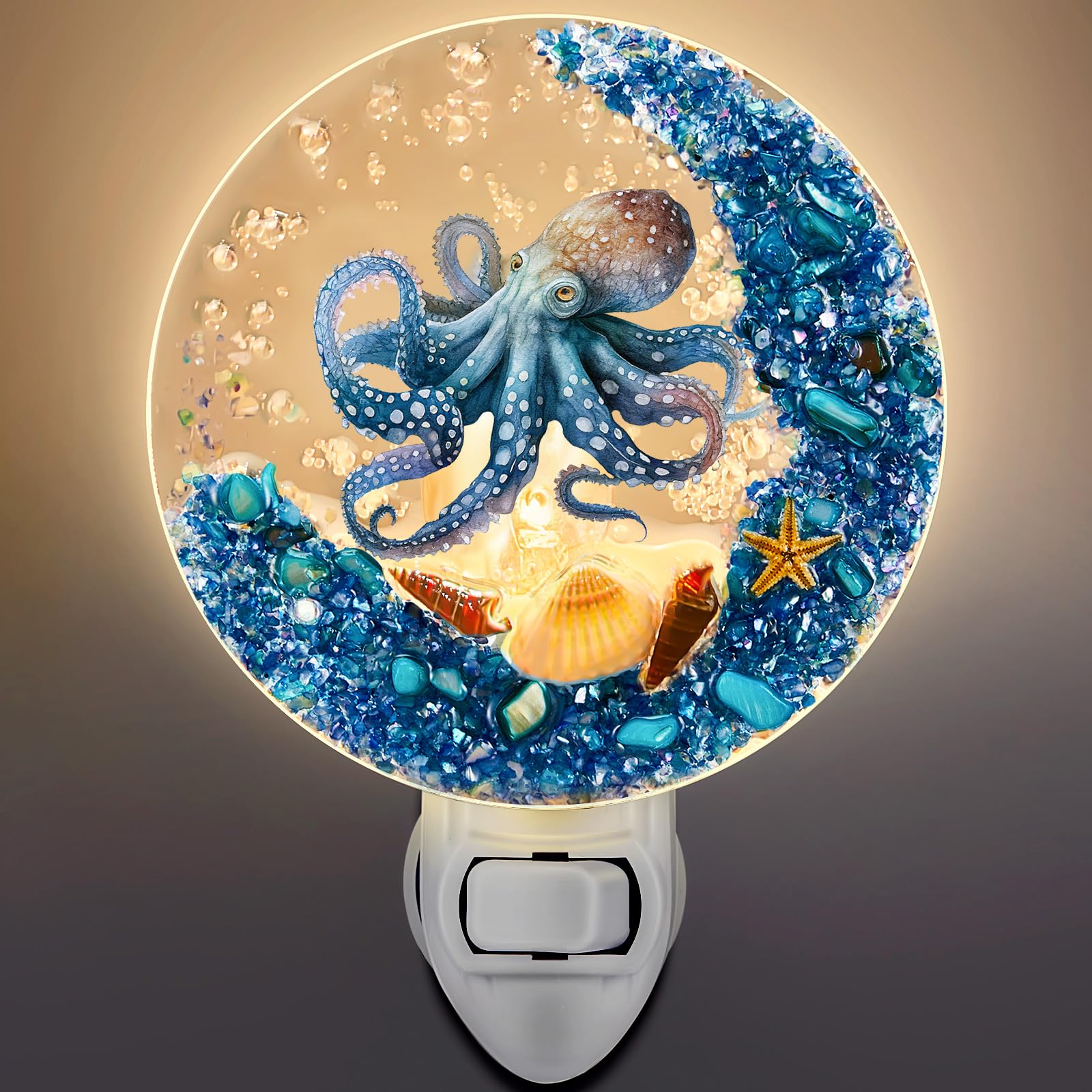 Hortsun Plug in Seashell Night Light Ocean Sea Animal Decorative Night Light Plug in Beach Lamps Vintage Ocean Lamps for Adult f