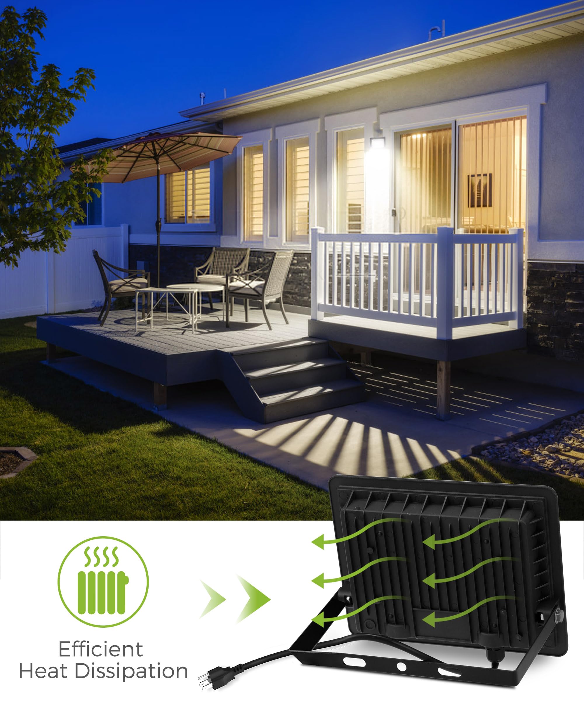 L LOHAS LED 50W Dusk to Dawn Flood Lights, IP66 Waterproof, 2300LM, 2 Pack, Daylight White, Model A-GK-FL00201US-