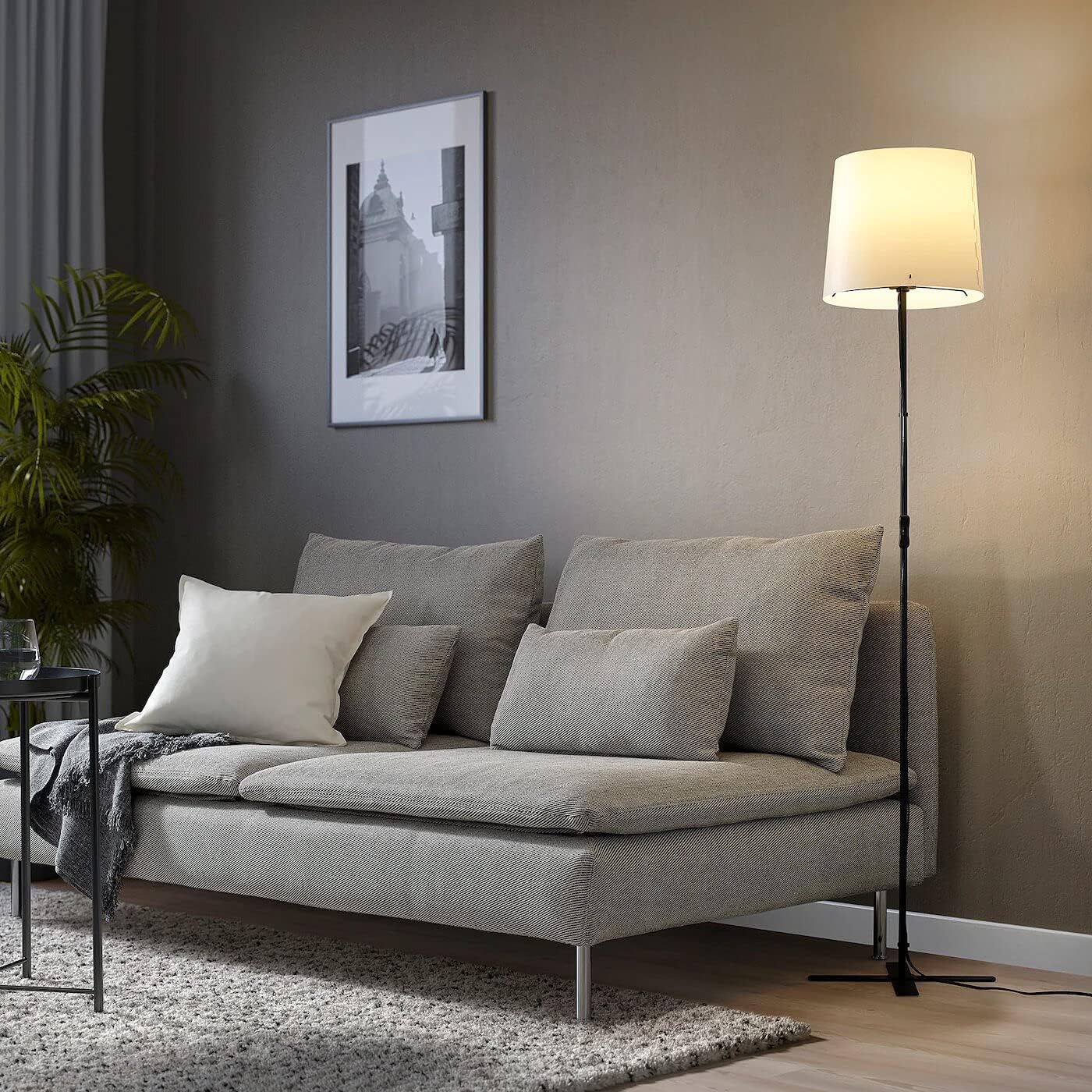 Ikea BARLAST Floor Lamp, Black/White, 150 cm, Polypropylene/Plastic/Steel