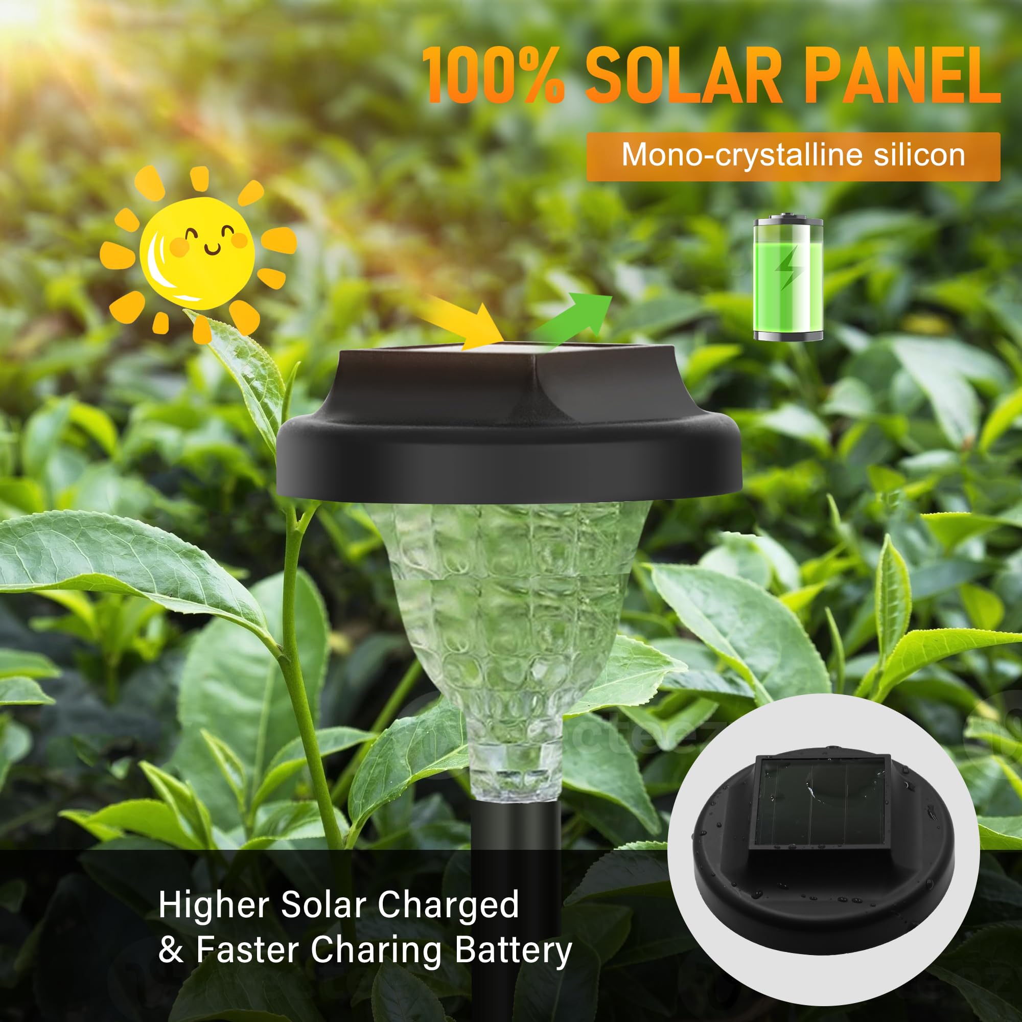 Siatom Lighting Bright Solar Pathway Lights 10 Pack, Rgb Color Changing Solar Lights Outdoor Waterproof Ip65 Led, Powered Garden