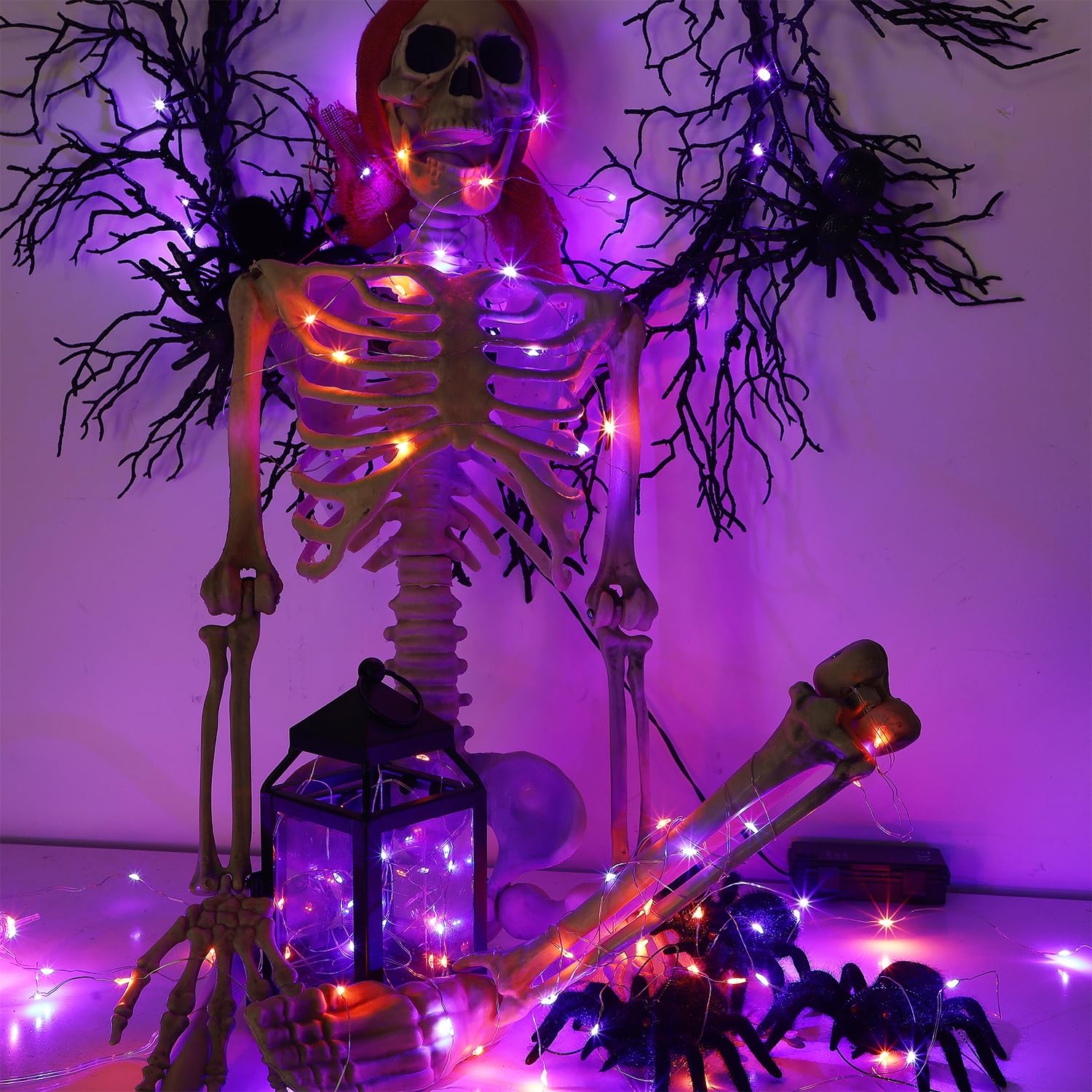 WATERGLIDE 24 Pack Halloween Fairy Lights Battery Operated (Included), 6.5ft 20 LED Mini Firefly Starry String Lights, Waterproo