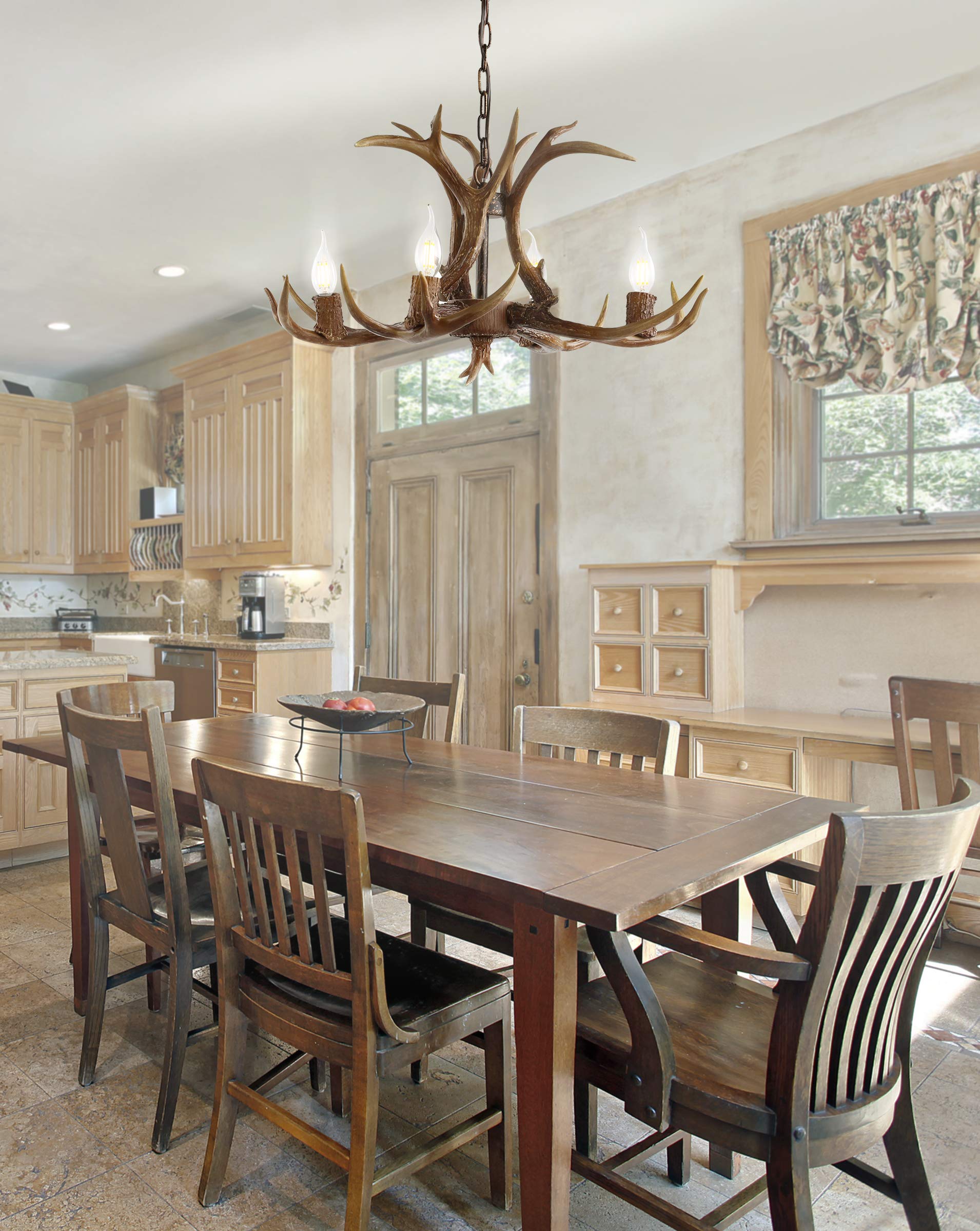 Jonathan Y Jyl6301A Eldora 26'' Adjustable Resin Antler 4-Light Led Chandelier, Glam, Rustic,Cottage,Transitional, Dimmable Dini