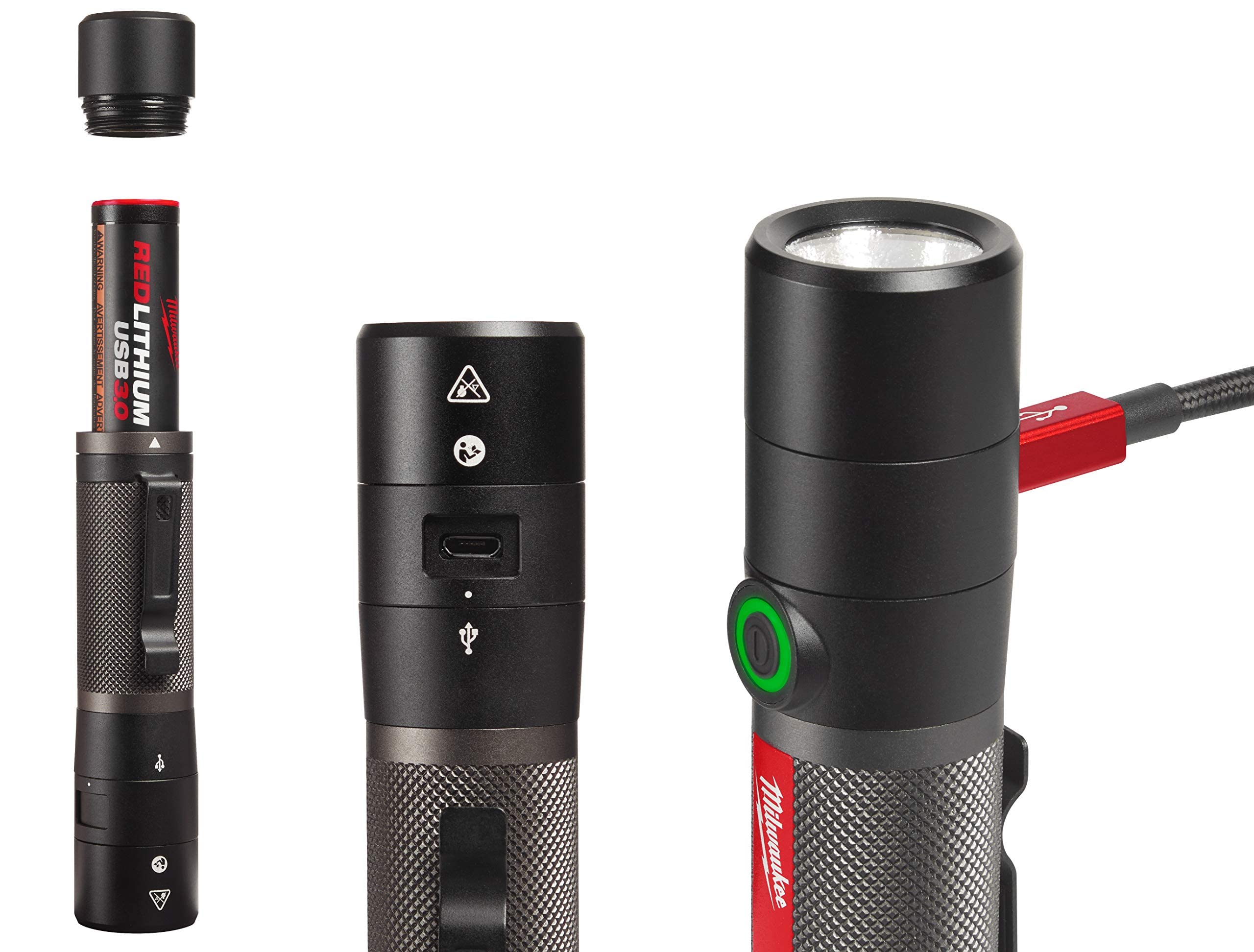 Milwaukee LED Rechargeable Flashlight 800L, Aluminum, Black, Model 2160-21