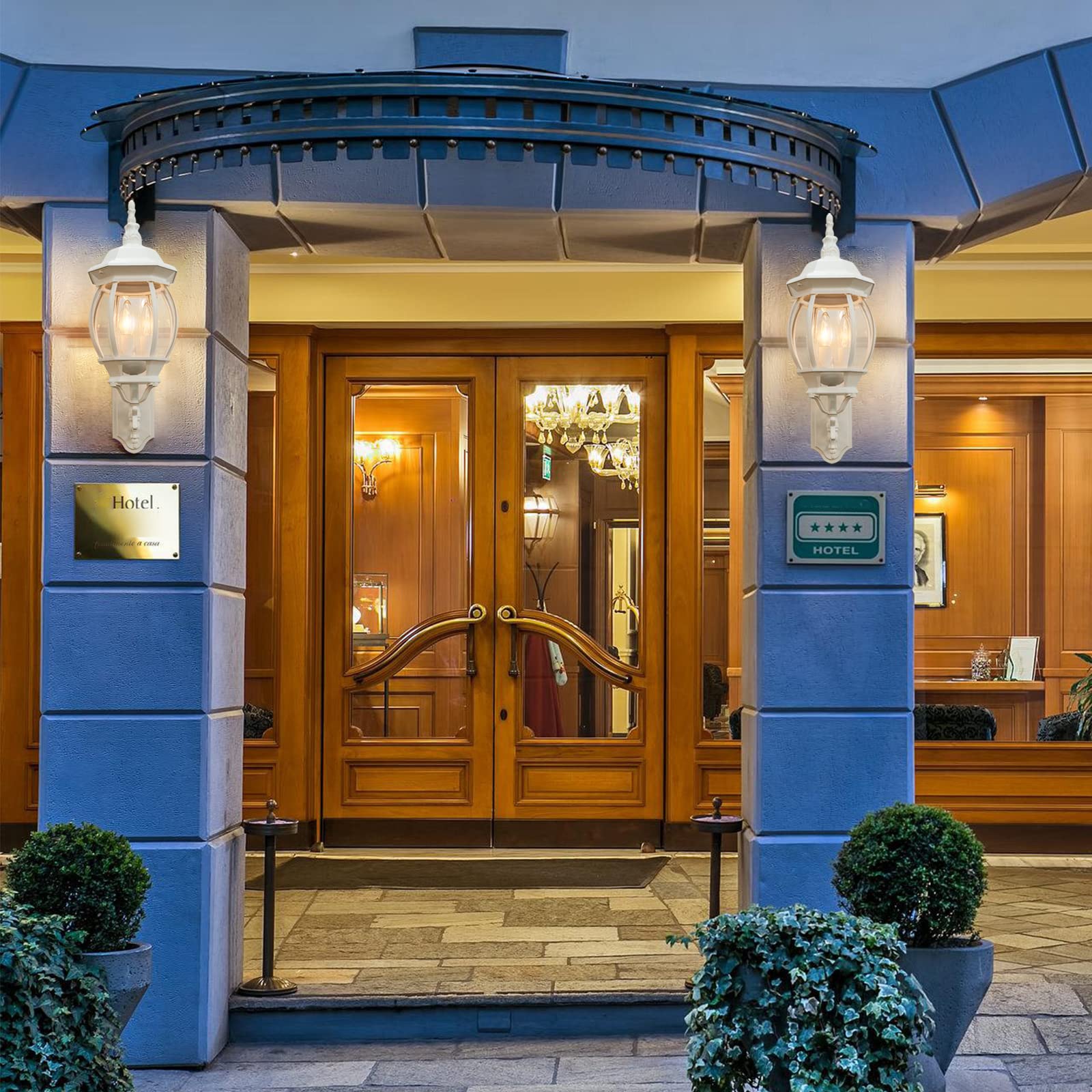 Krychiler 3-Light White Outdoor Wall Lantern Sconce - Waterproof Porch Lighting Fixture