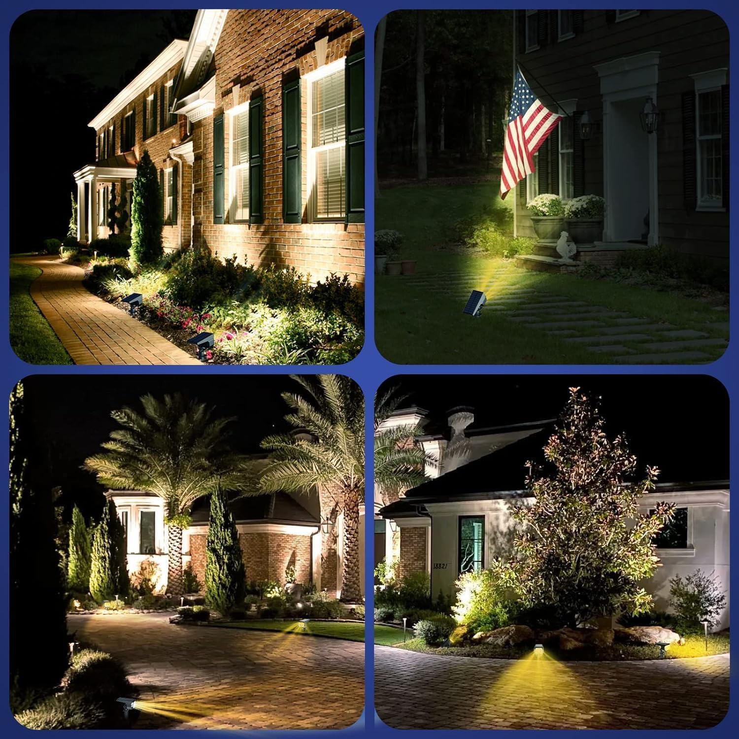 EIUIO Solar Spot Lights Outdoor, 3 Lighting Modes, Waterproof, 12in Warm White, Model CDD-4