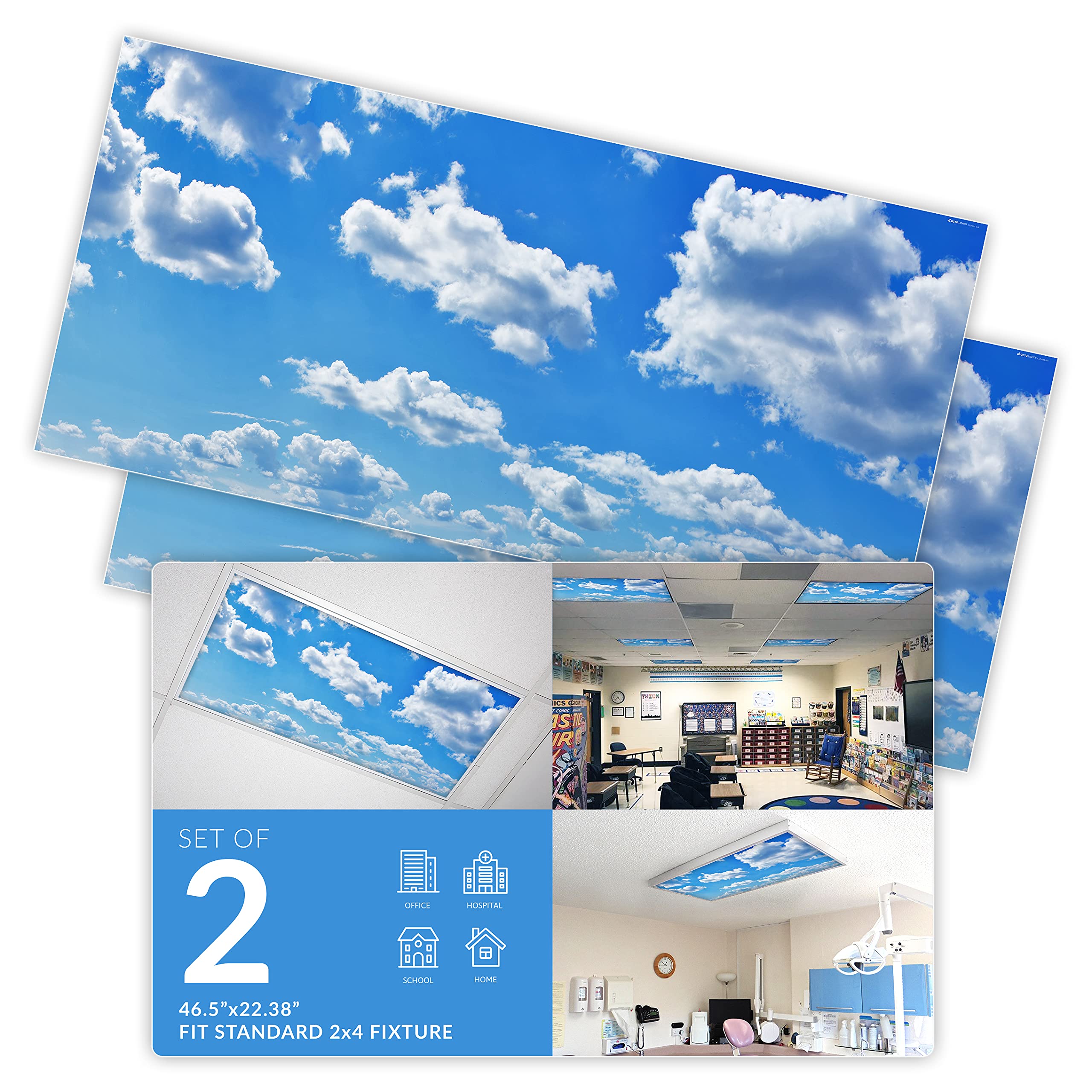 Octo Lights Fluorescent Light Covers For Classroom Office - Eliminate Harsh Glare Causing Eyestrain And Headaches. Office & Clas