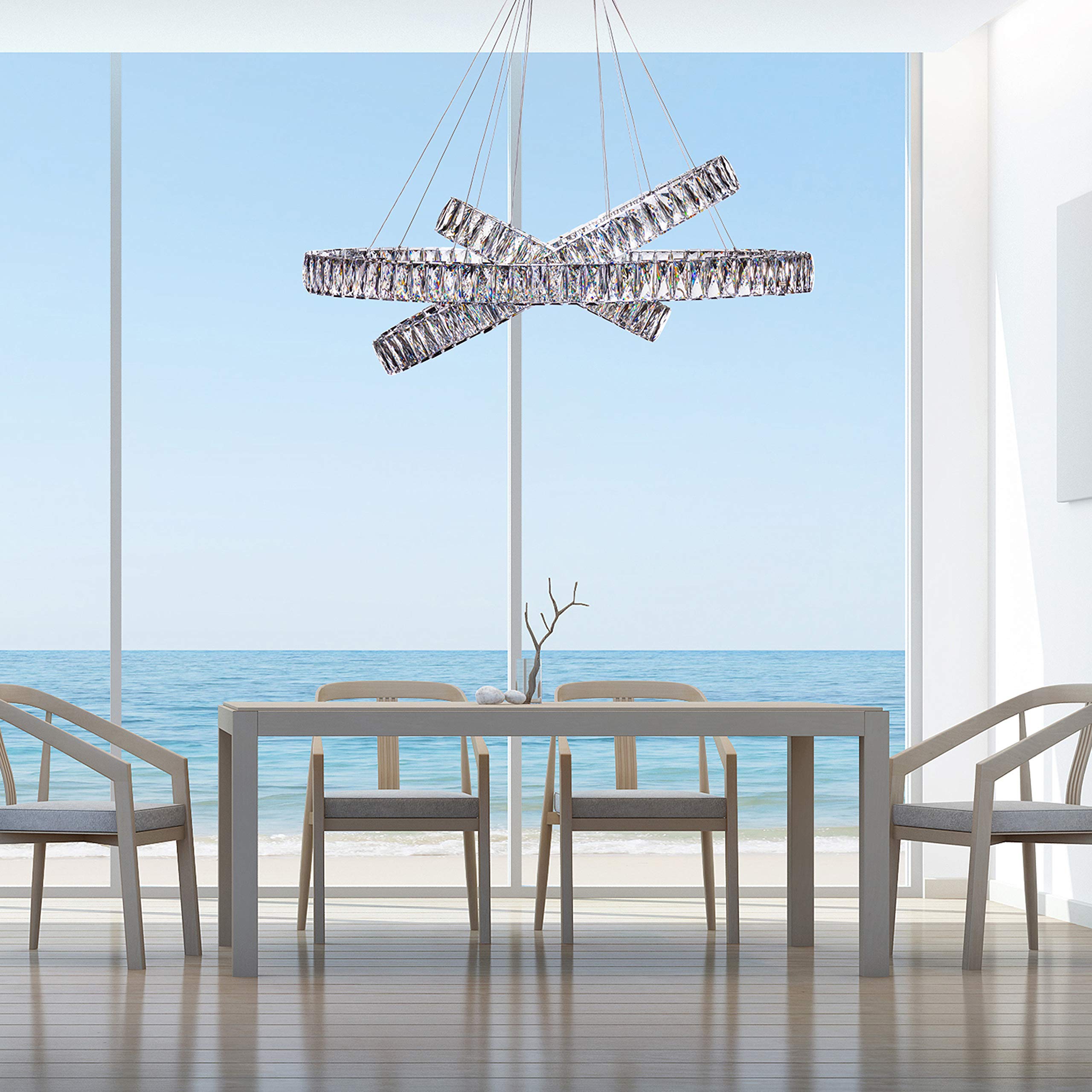 Finesse Decor Crystal Elegance Three Tier Oval Chandelier, Chrome, Model CH-415-RE, Crystal Material