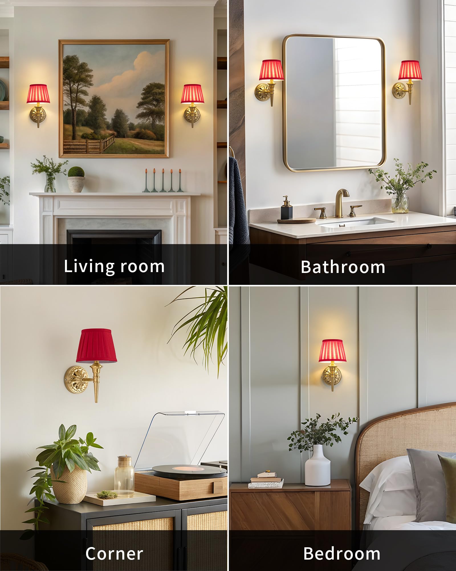Kdg Cordless Wall Sconces Set Of 2  Small Wireless 5200Mah Rechargeable Battery Fabric Led Wall Lamps  Portables Lightings For Wall discomfort-reducingting  Living Room  Bedroom  Hallway  Gifts  Night Light (Red)